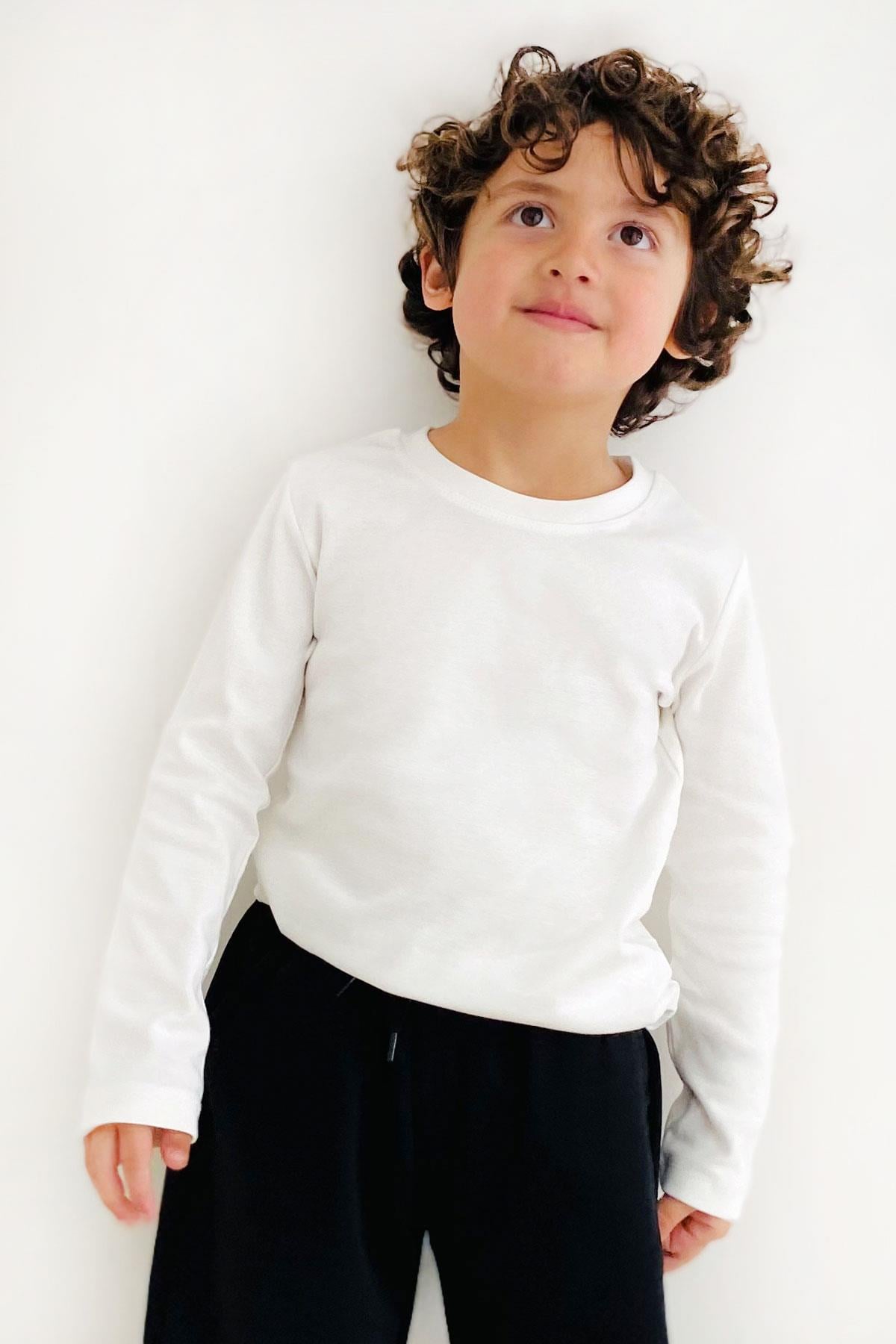 Breeze Erkek Çocuk Uzun Kollu Tişört Basic Ekru (5-12 Yaş)