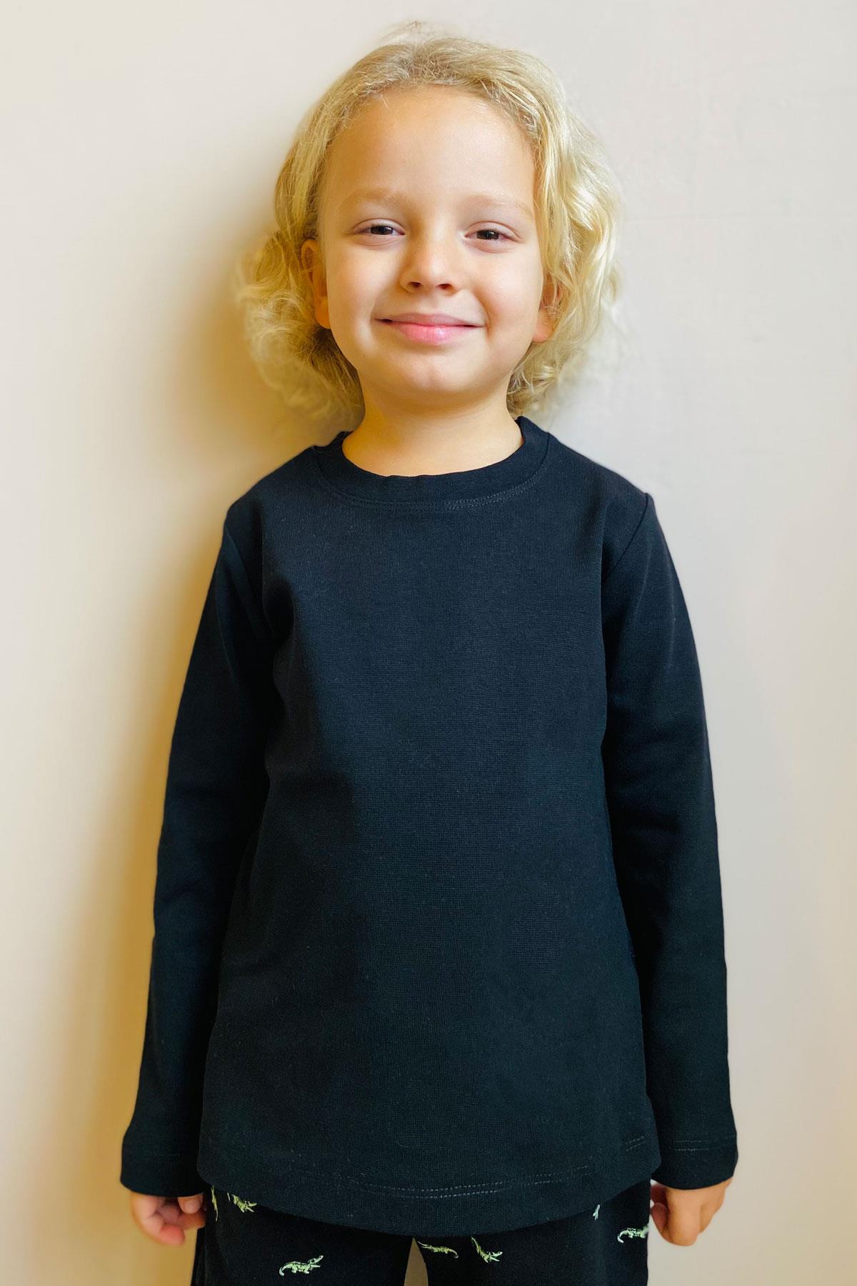 Breeze Erkek Çocuk Uzun Kollu Tişört Basic Siyah (4-8 Yaş)