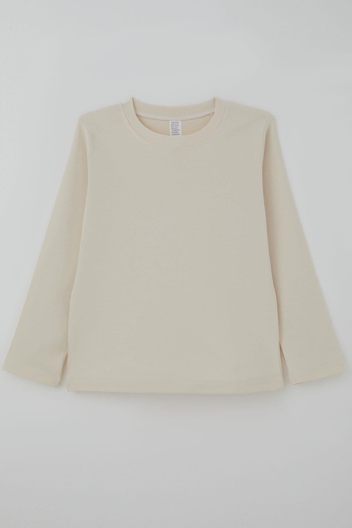 Breeze Erkek Çocuk Uzun Kollu Tişört Basic Krem (4-8 Yaş)