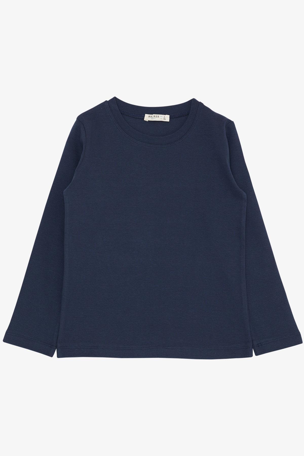 Breeze Erkek Çocuk Uzun Kollu Tişört Basic Lacivert (4-8 Yaş)