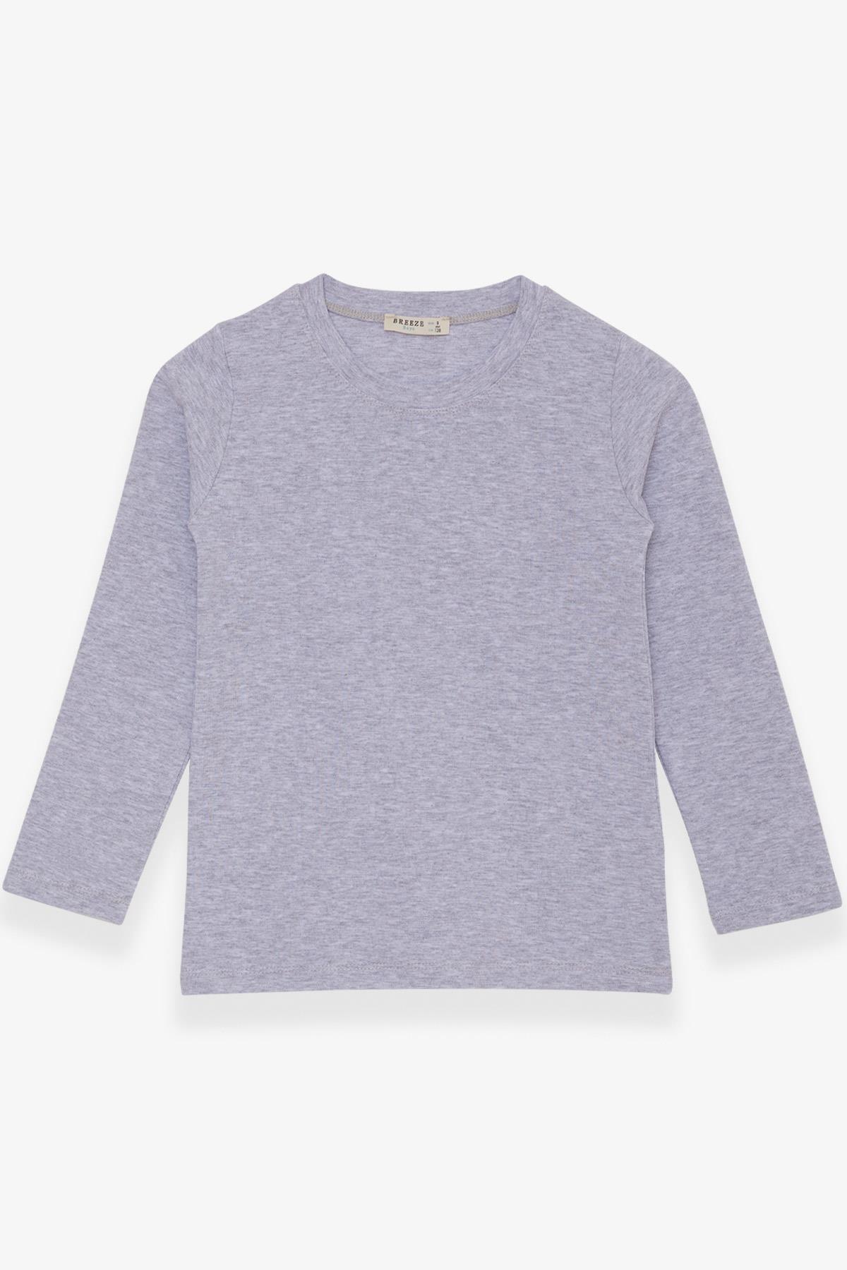 Breeze Erkek Çocuk Uzun Kollu Tişört Basic Açık Gri Melanj (5-12 Yaş)