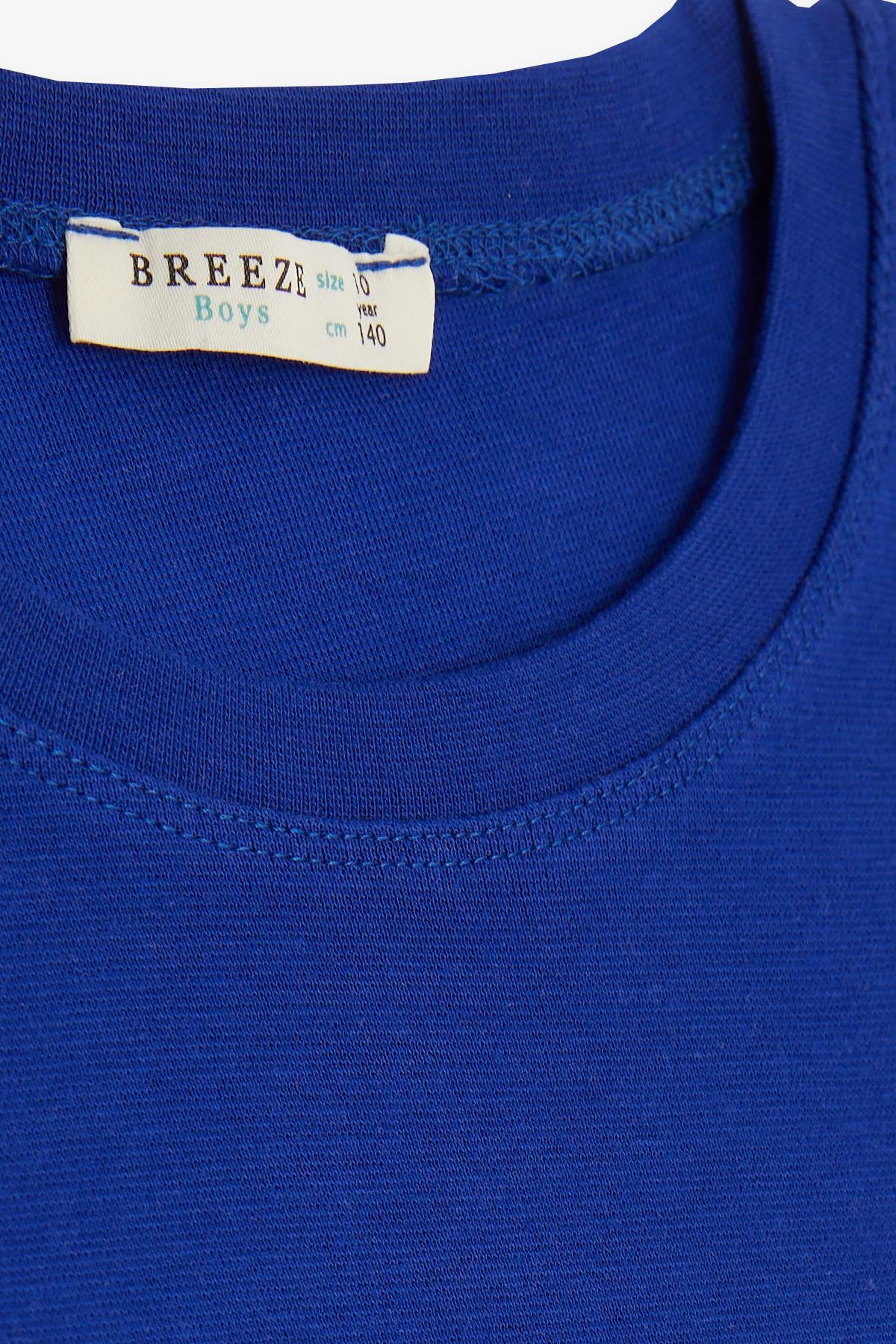 Erkek Çocuk Uzun Kollu Tişört Basic Koyu Mavi 5-12 Yaş - Penye Kumaş |  Breeze