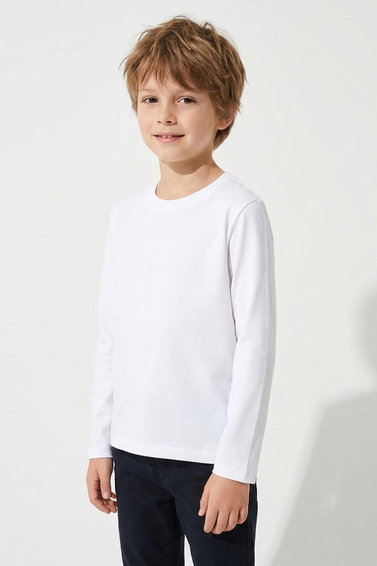 Breeze Erkek Çocuk Uzun Kollu Tişört Basic Kırık Beyaz (4-8 Yaş)