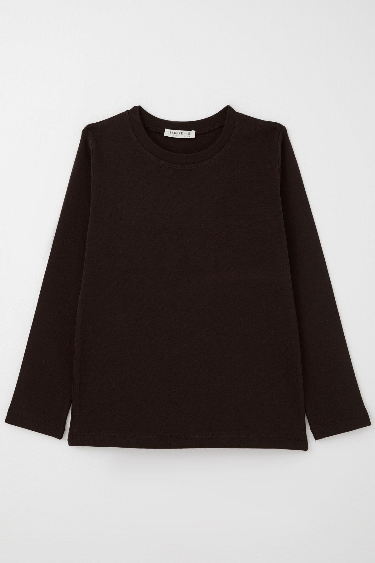 Breeze Erkek Çocuk Uzun Kollu Tişört Basic Acı Kahve (9-14 Yaş)