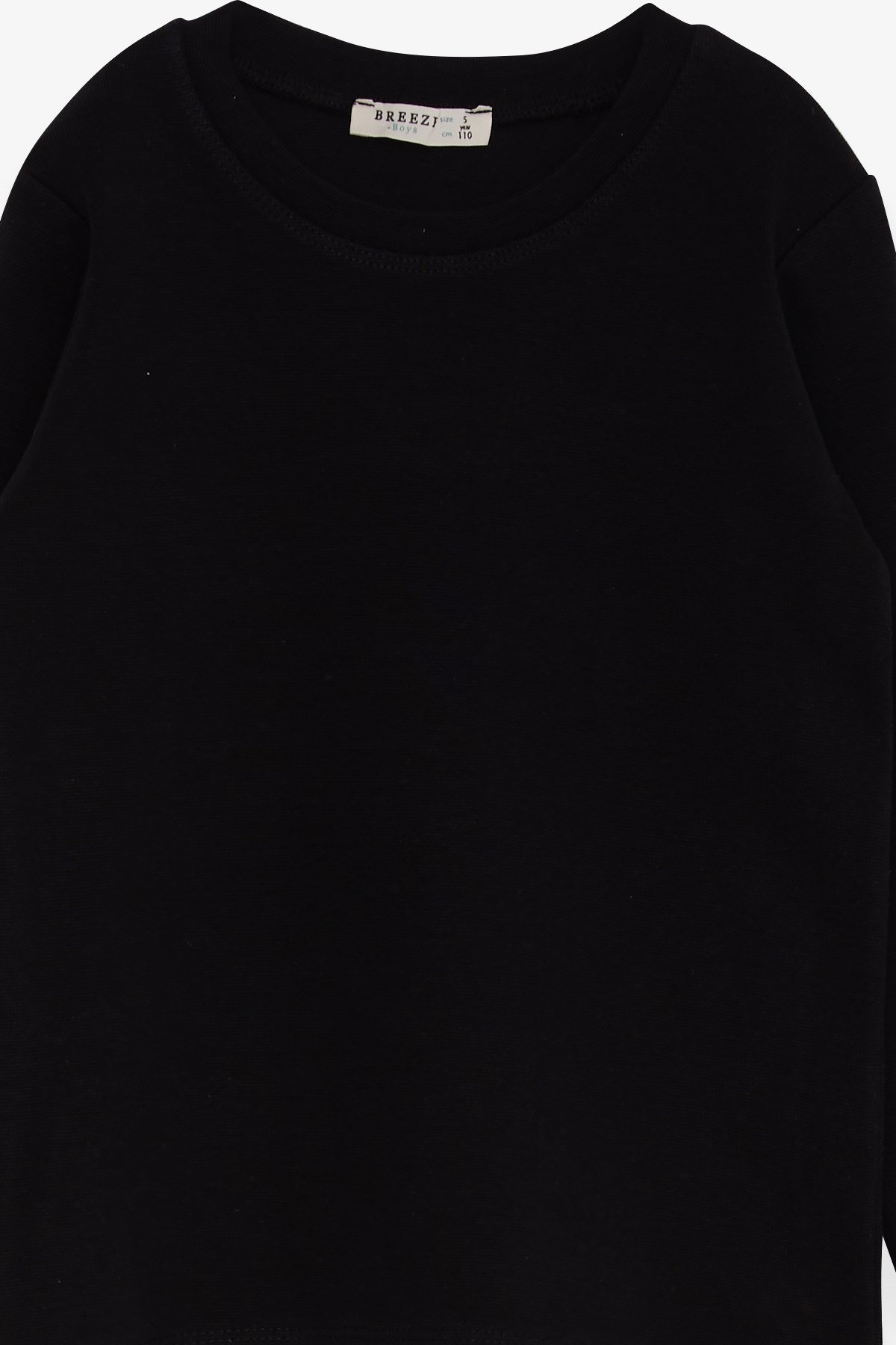 Erkek Çocuk Uzun Kollu Tişört Basic Siyah 5-9 Yaş - Penye Kumaş | Breeze