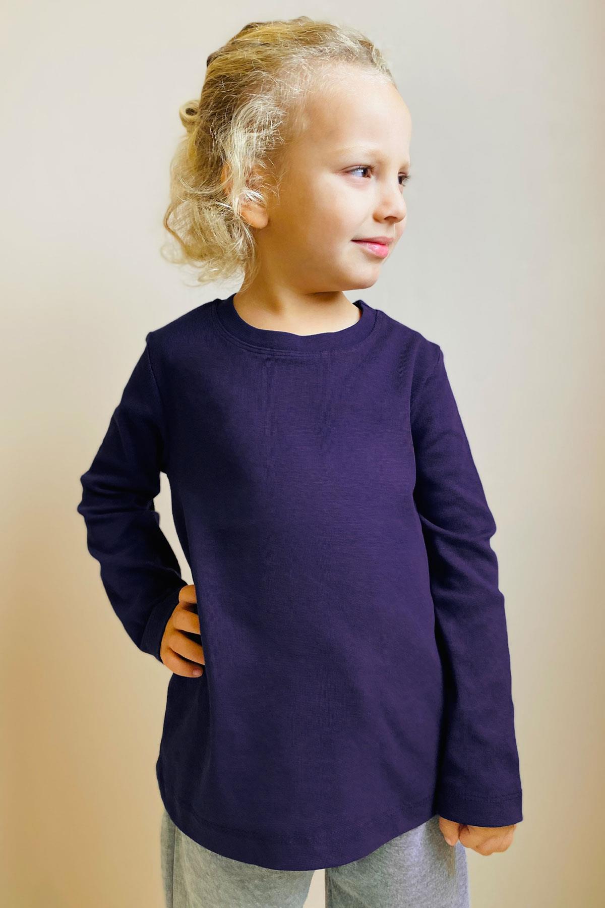 Breeze Erkek Çocuk Uzun Kollu Tişört Basic Mor (4-8 Yaş)