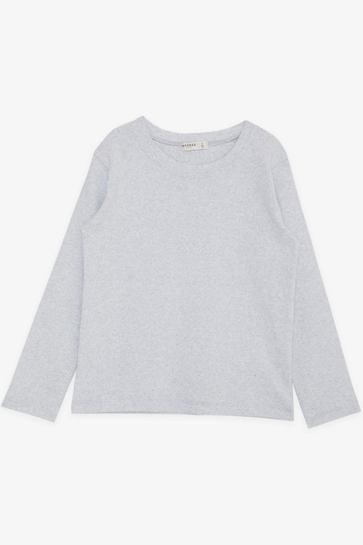 Breeze Erkek Çocuk Uzun Kollu Tişört Basic Açık Gri Melanj (4-8 Yaş)