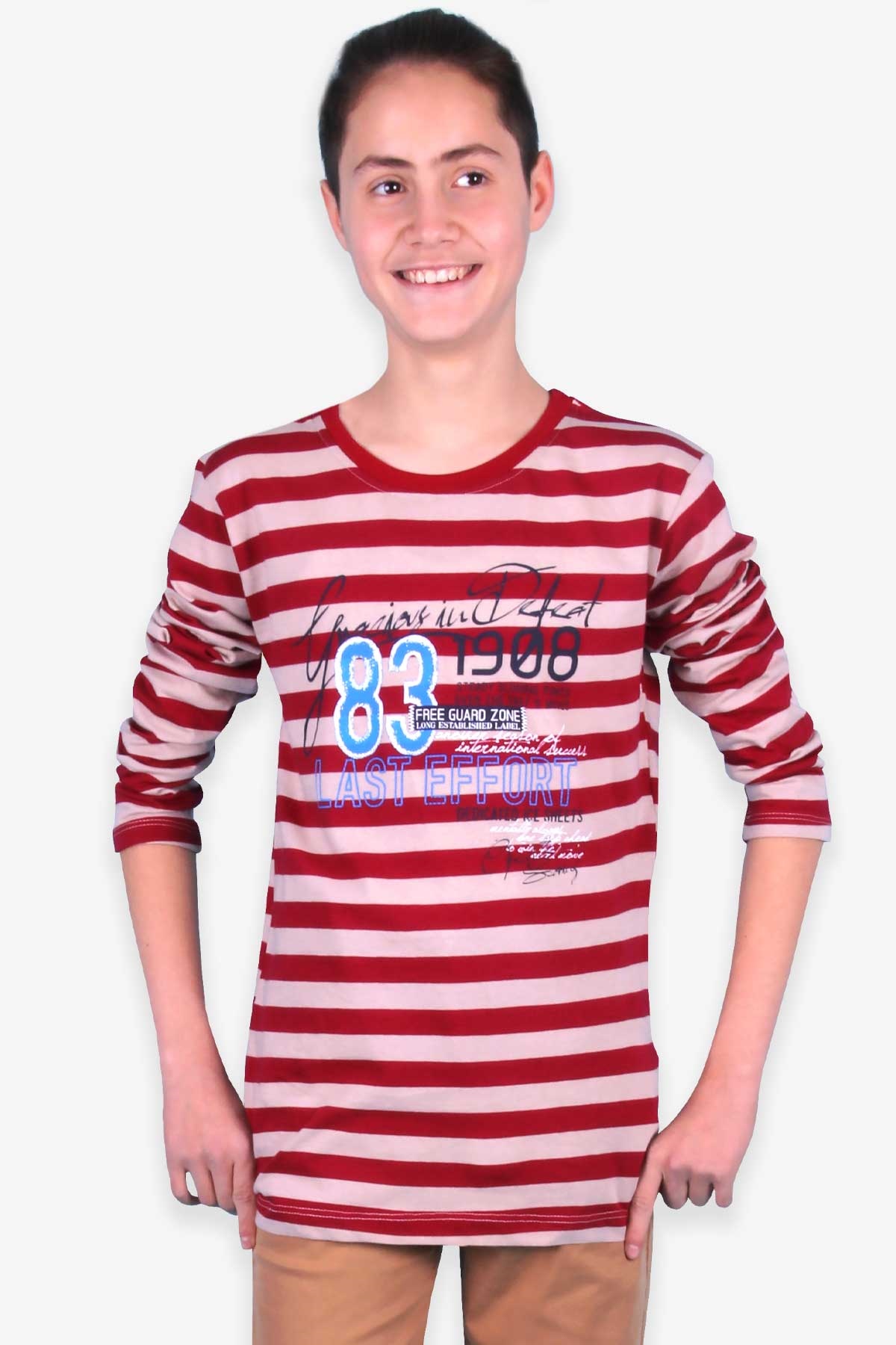 Breeze Erkek Çocuk Uzun Kollu Tişört Baskılı Kırmızı (9-12 Yaş)