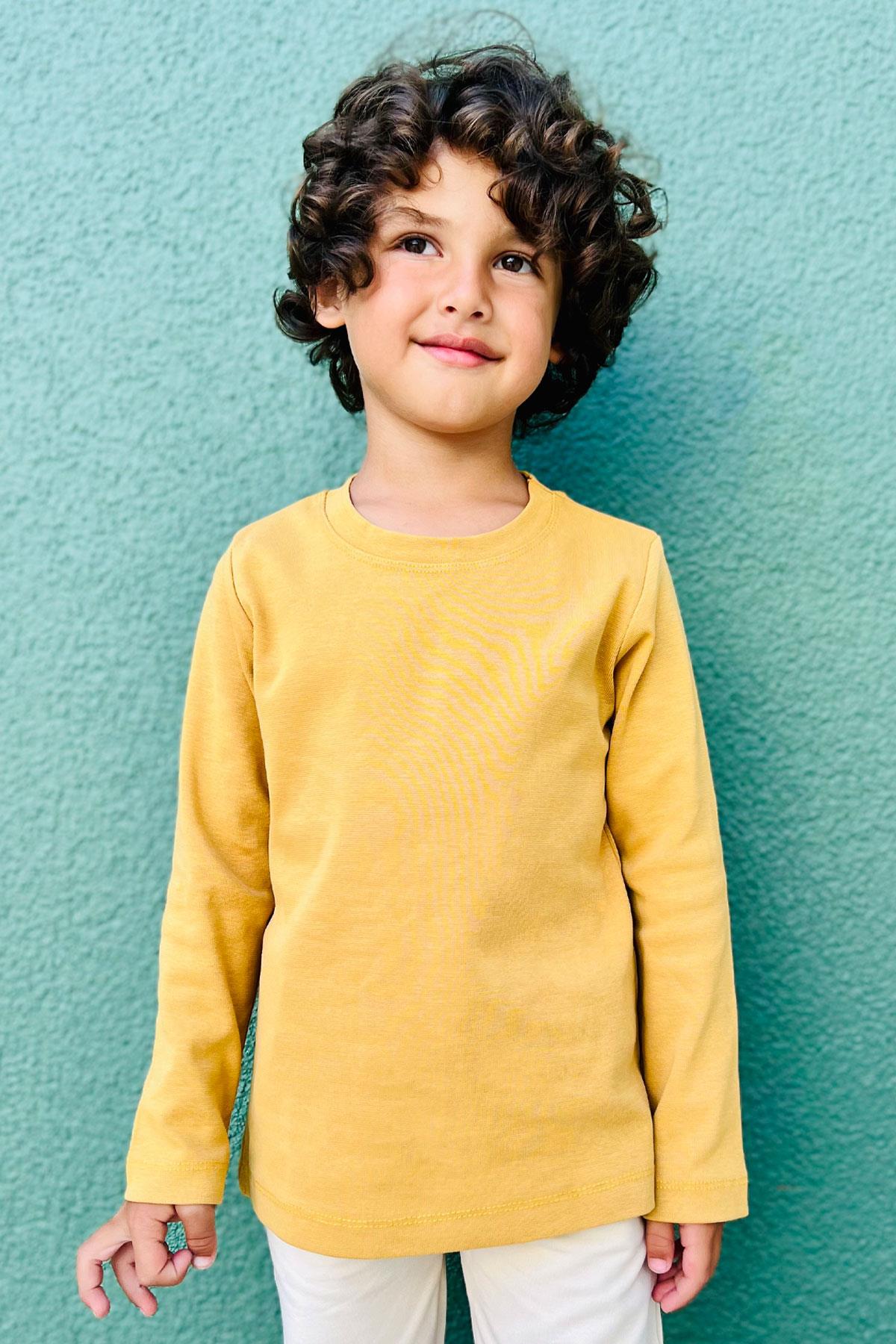 Breeze Erkek Çocuk Uzun Kollu Tişört Basic Hardal Sarı (4-8 Yaş)