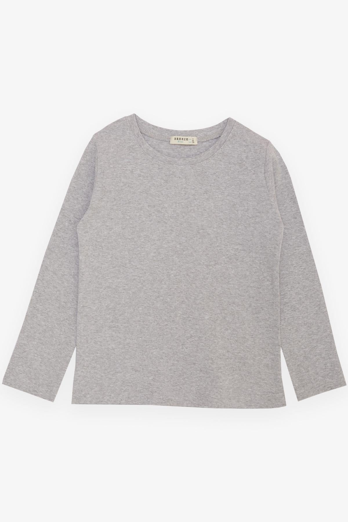Breeze Erkek Çocuk Uzun Kollu Tişört Basic Gri Melanj (7-12 Yaş)