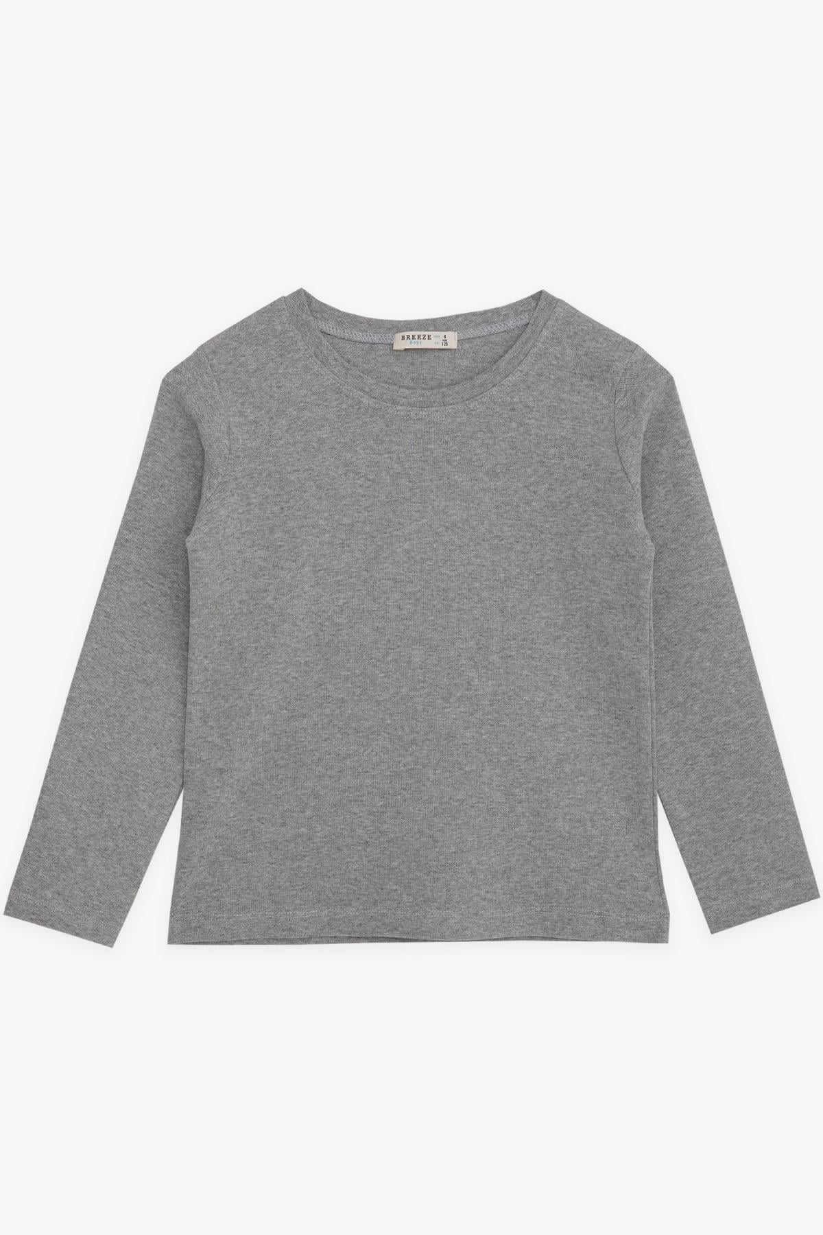 Breeze Erkek Çocuk Uzun Kollu Tişört Basic Koyu Gri Melanj (4-8 Yaş)