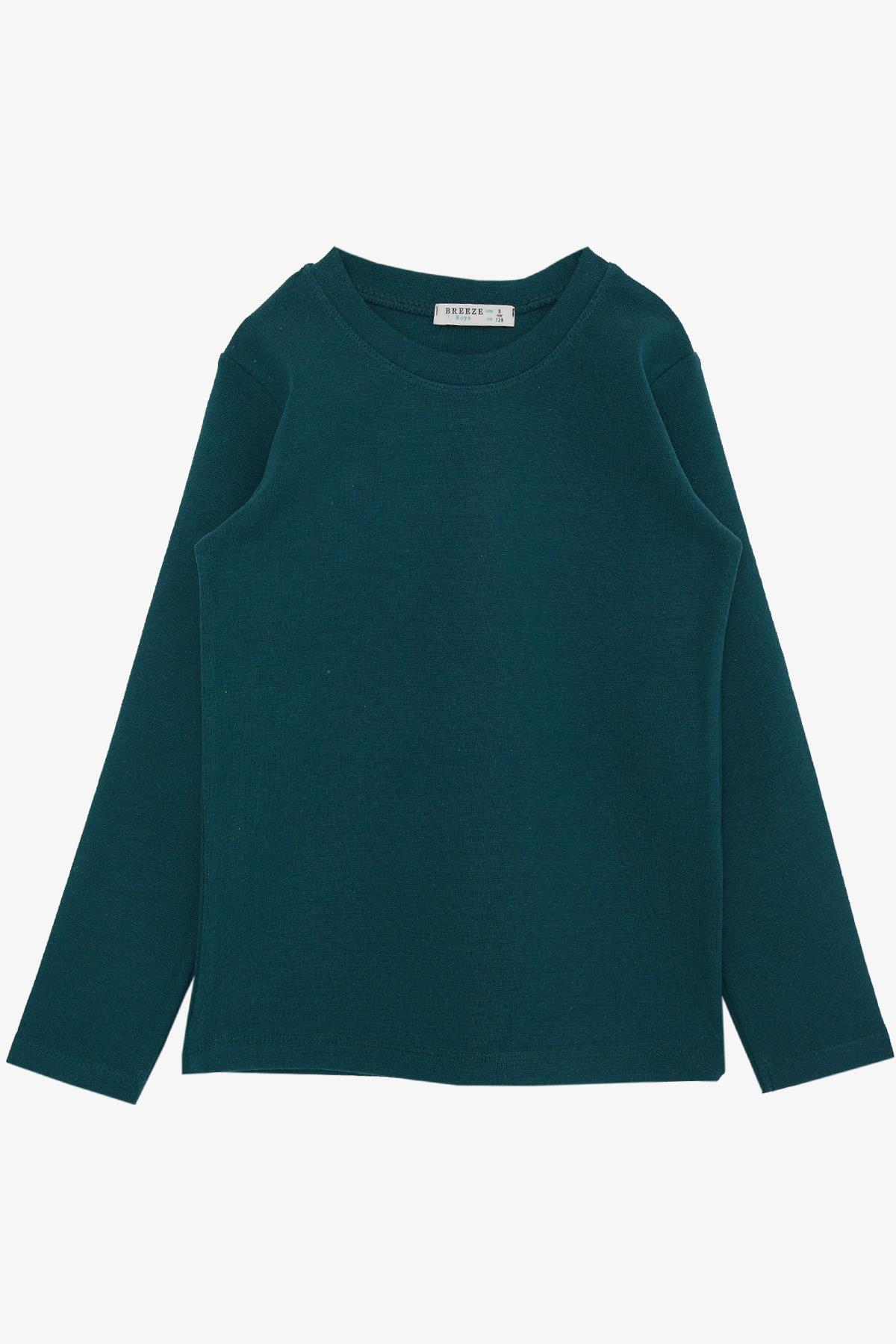 Breeze Erkek Çocuk Uzun Kollu Tişört Basic Zümrüt Yeşili (4-8 Yaş)