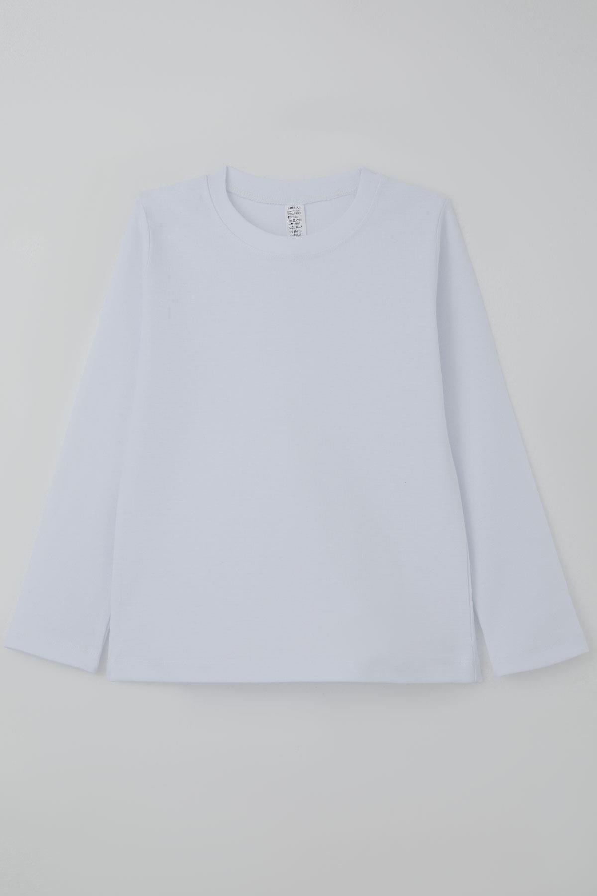 Breeze Erkek Çocuk Uzun Kollu Tişört Basic Beyaz (4-8 Yaş)