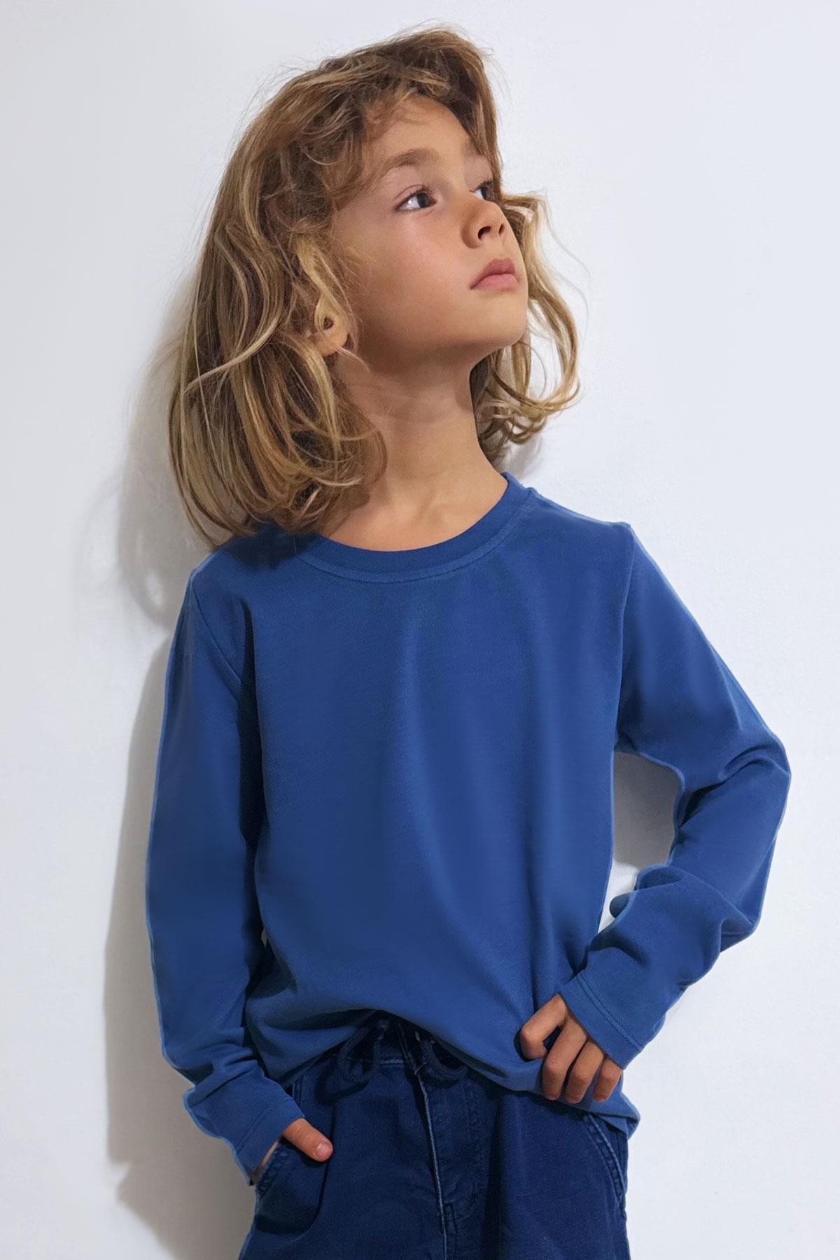 Breeze Erkek Çocuk Uzun Kollu Tişört Basic İndigo (5-14 Yaş)