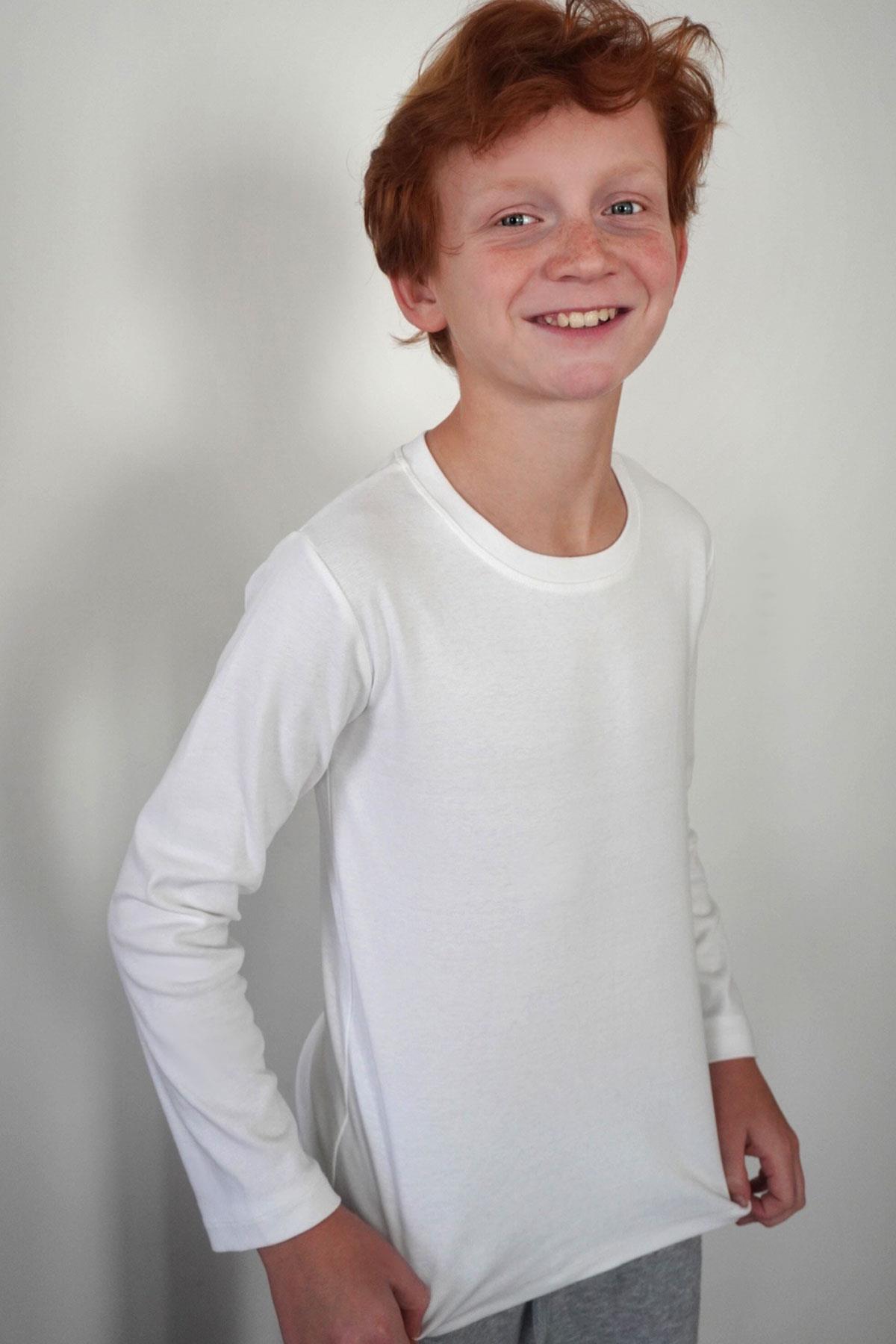 Breeze Erkek Çocuk Uzun Kollu Tişört Basic Ekru (9-14 Yaş)