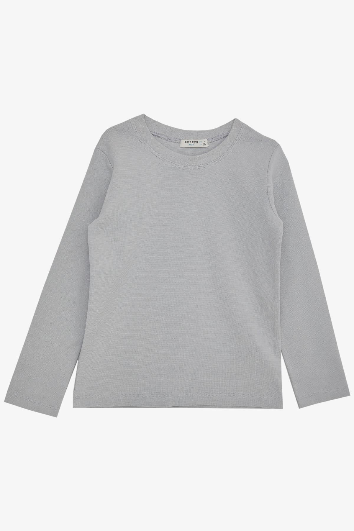 Breeze Erkek Çocuk Uzun Kollu Tişört Basic Gri (4-8 Yaş)