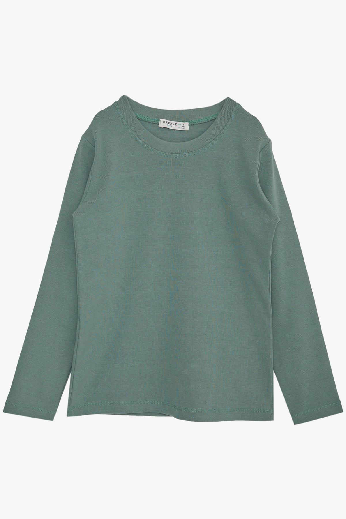 Breeze Erkek Çocuk Uzun Kollu Tişört Basic Mint Yeşili (4-8 Yaş)