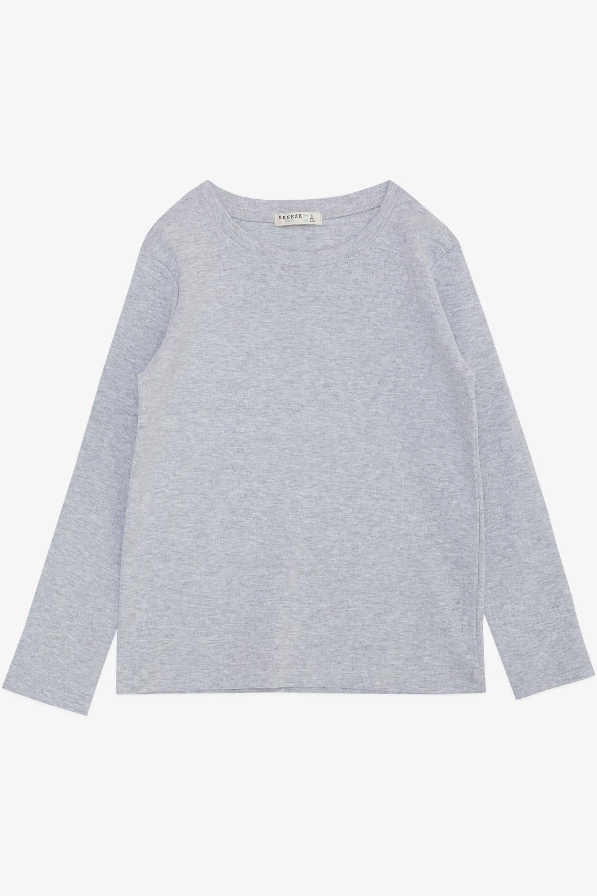 Breeze Erkek Çocuk Uzun Kollu Tişört Basic Gri Melanj (4-7 Yaş)