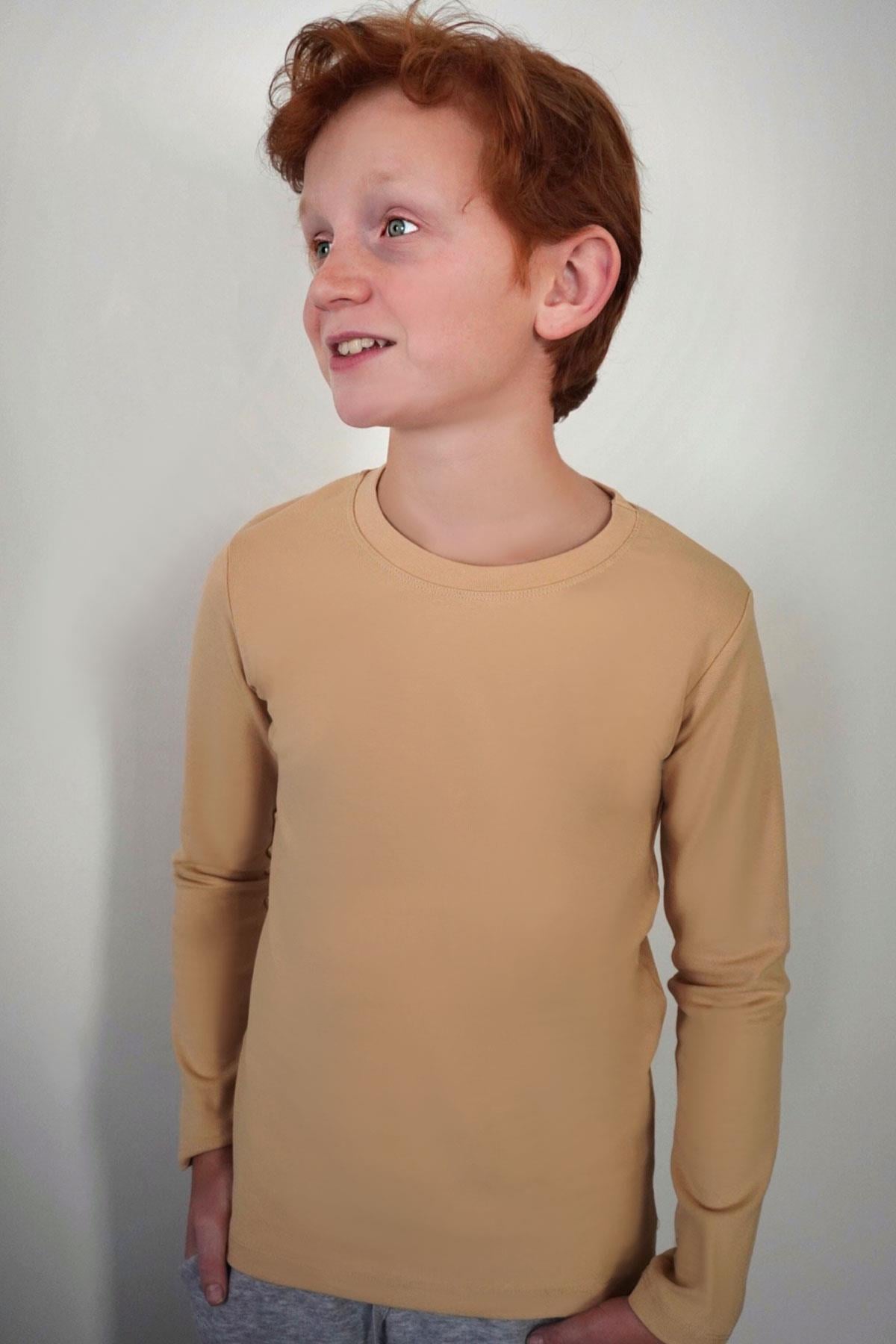 Breeze Erkek Çocuk Uzun Kollu Tişört Basic Krem (9-12 Yaş)