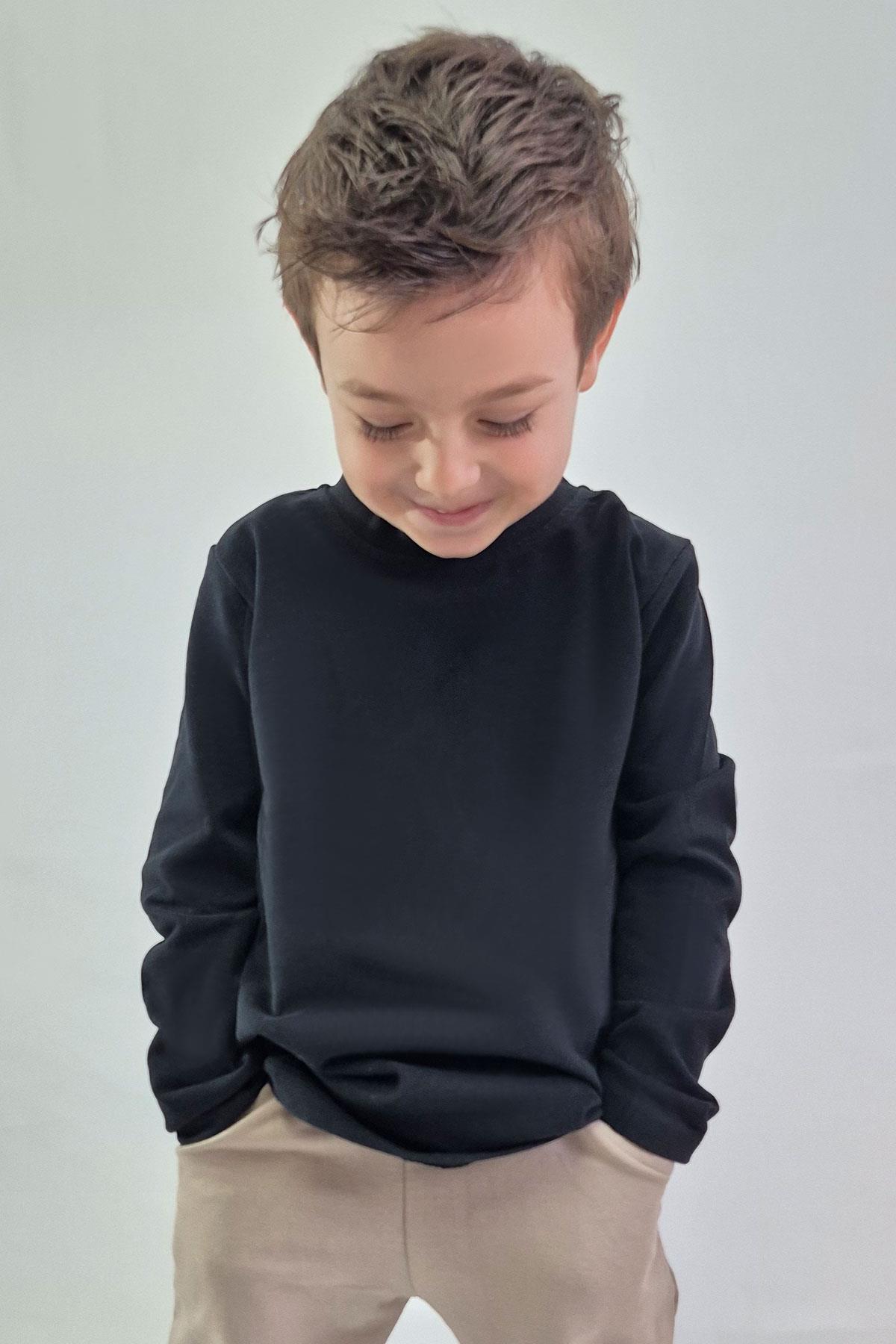 Breeze Erkek Çocuk Uzun Kollu Tişört Basic Siyah (5-14 Yaş)