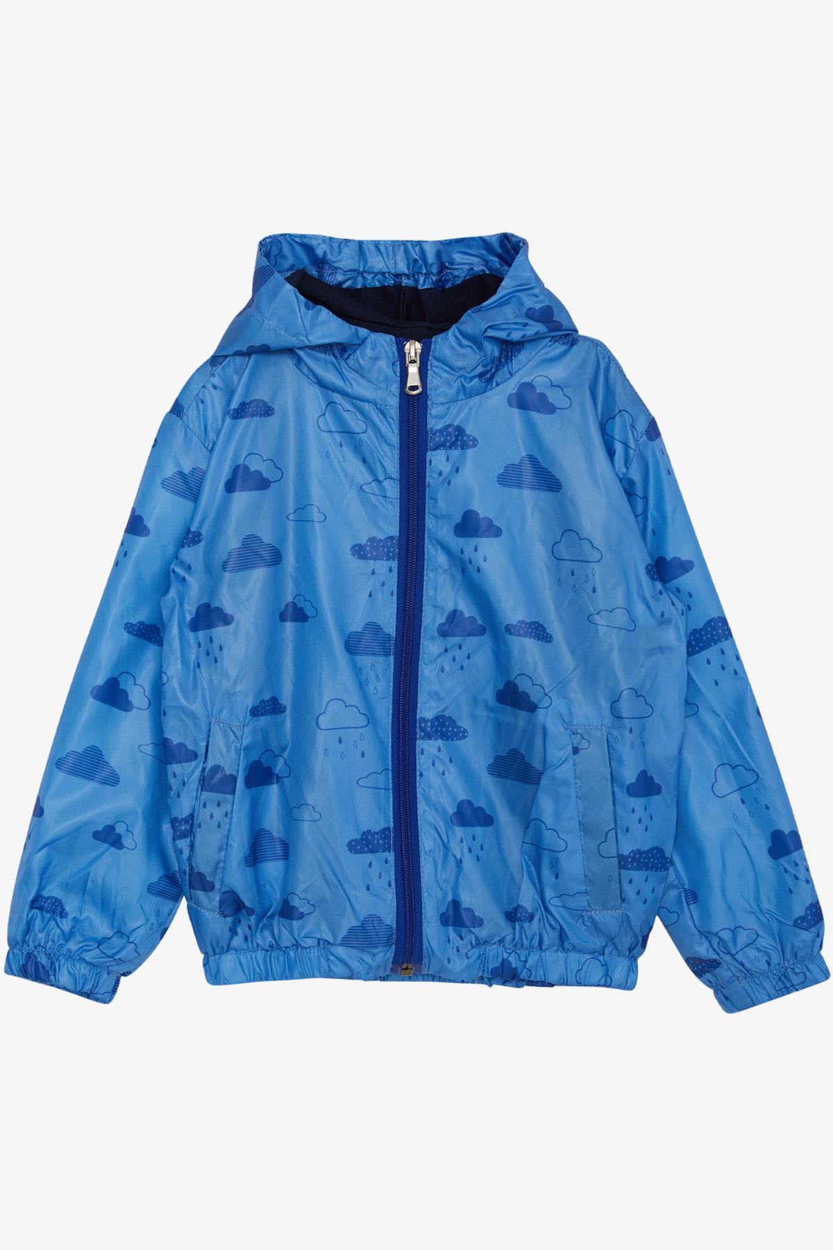 Erkek Çocuk Yağmurluk Bulut Desenli Mavi 1-6 Yaş - Çocuk Mont ve Yağmurluk  Modelleriı | Breeze