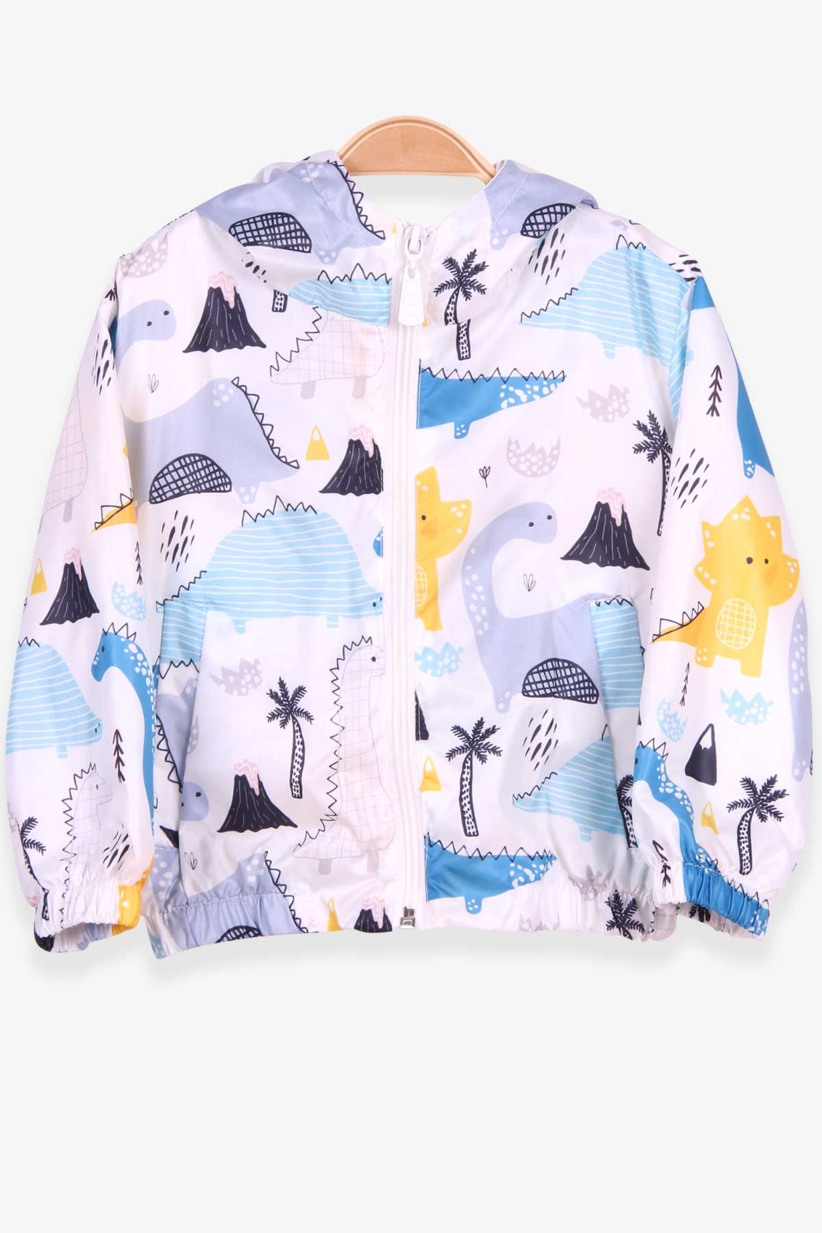 Breeze Erkek Çocuk Yağmurluk Dinazor Desenli Beyaz (1-6 Yaş)