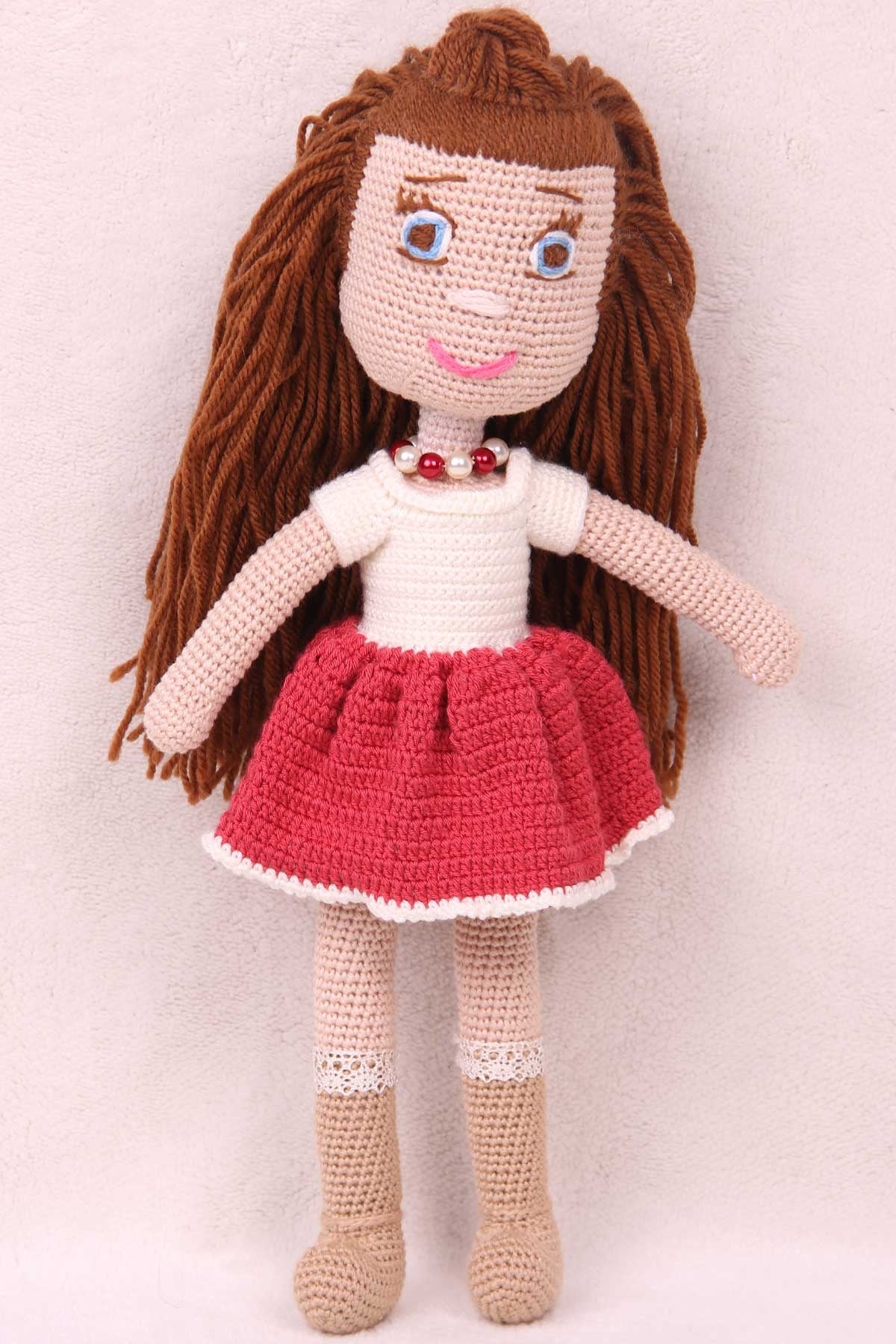 Breeze Karamel Bebek Amigurumi Organik Oyuncak Karışık Renk (Boy 37 cm)