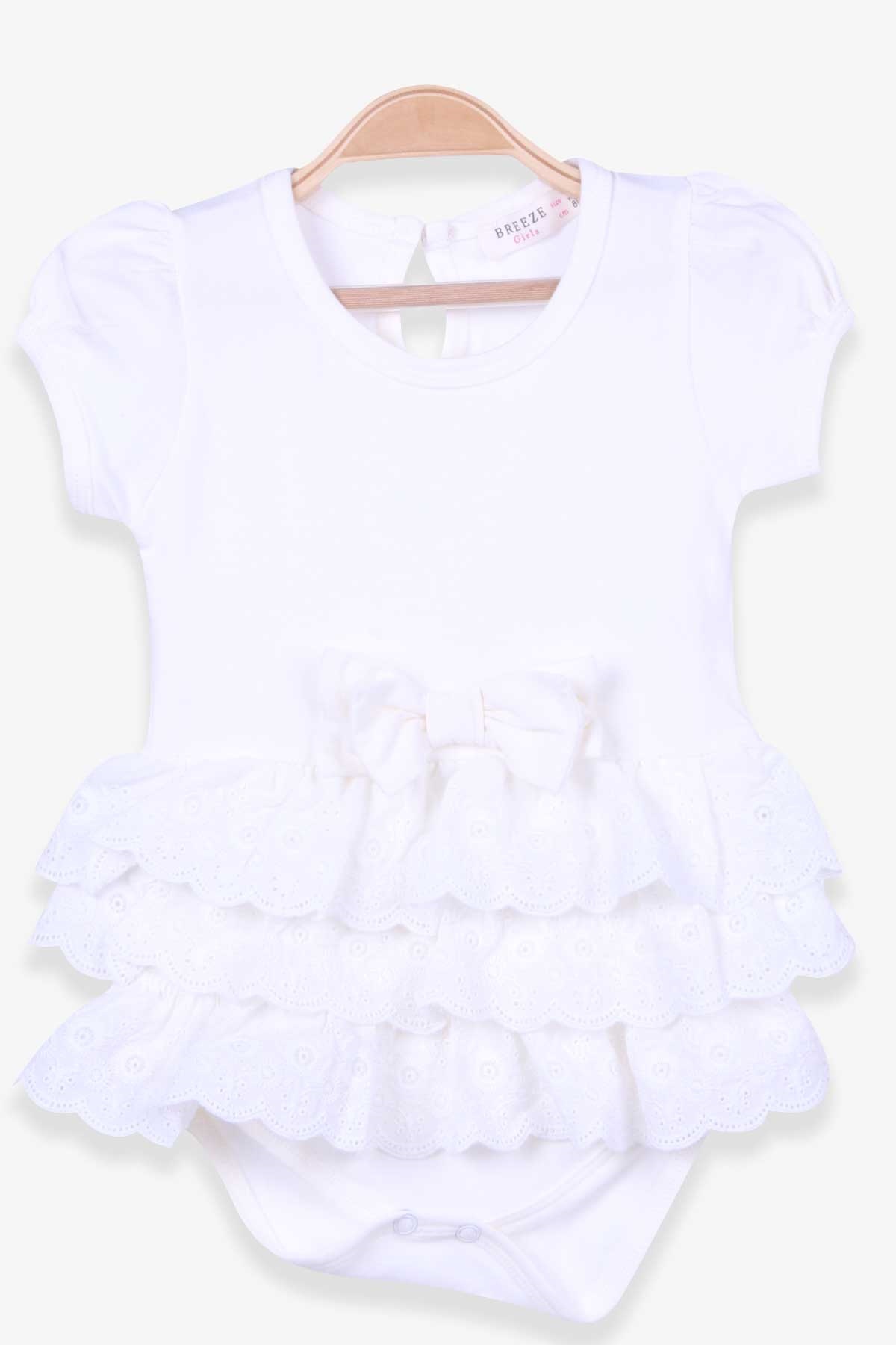 Breeze Kız Bebe Zıbın Elbise Dantelli Fiyonklu Ekru (6 Ay-2 Yaş)