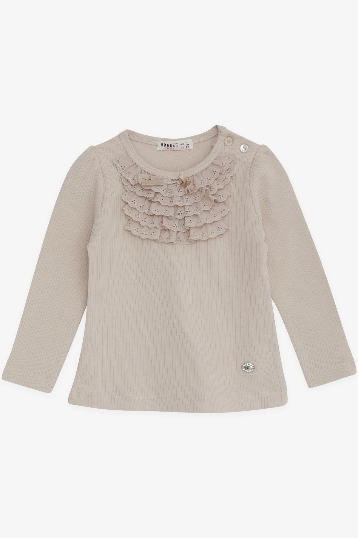 Breeze Kız Bebek Bluz Güpürlü Fiyonklu Bej (6 Ay-2 Yaş)