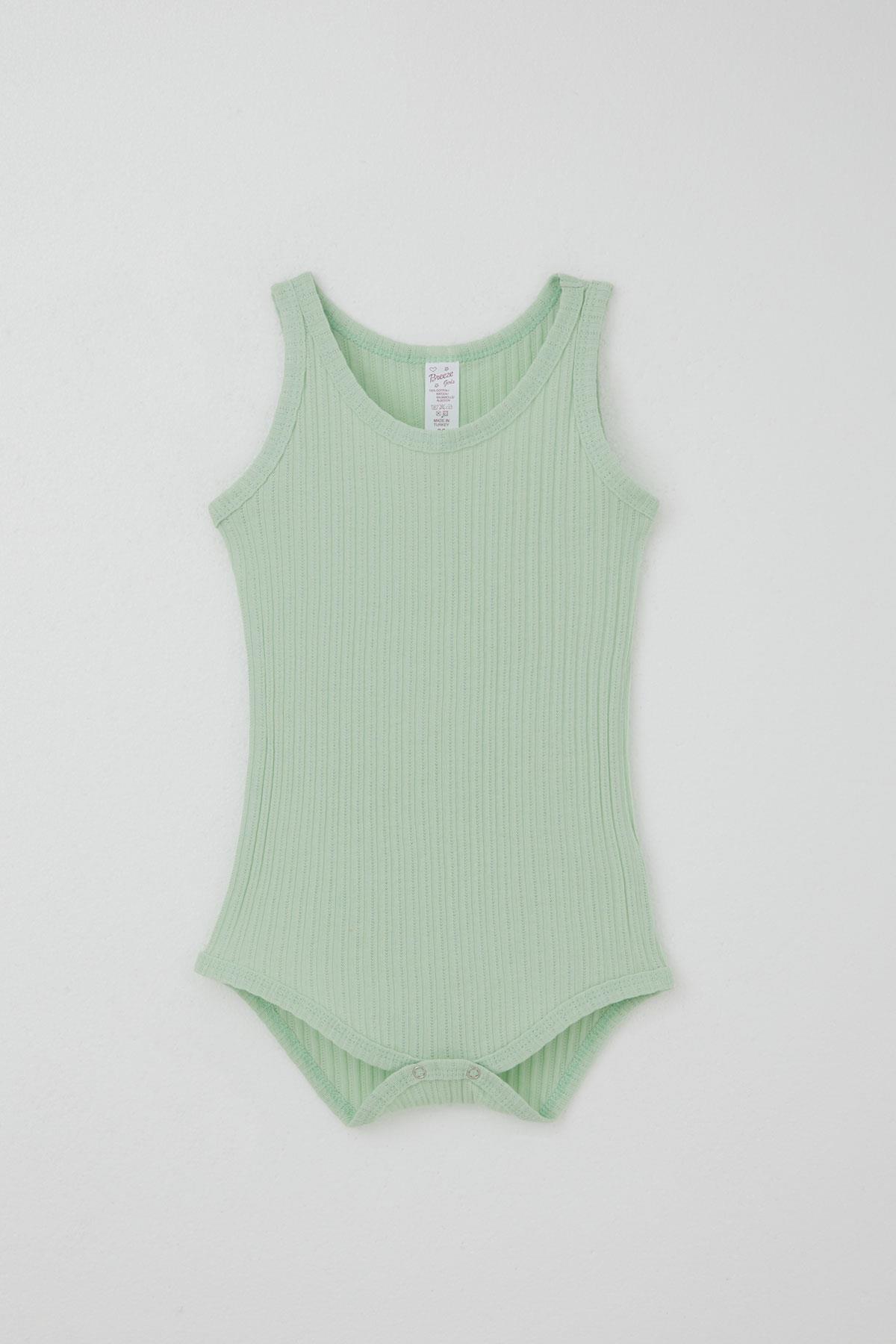 Breeze Kız Bebek Çıtçıtlı Atlet Zıbın Body Jakarlı Su Yeşili (9 Ay-3 Yaş)