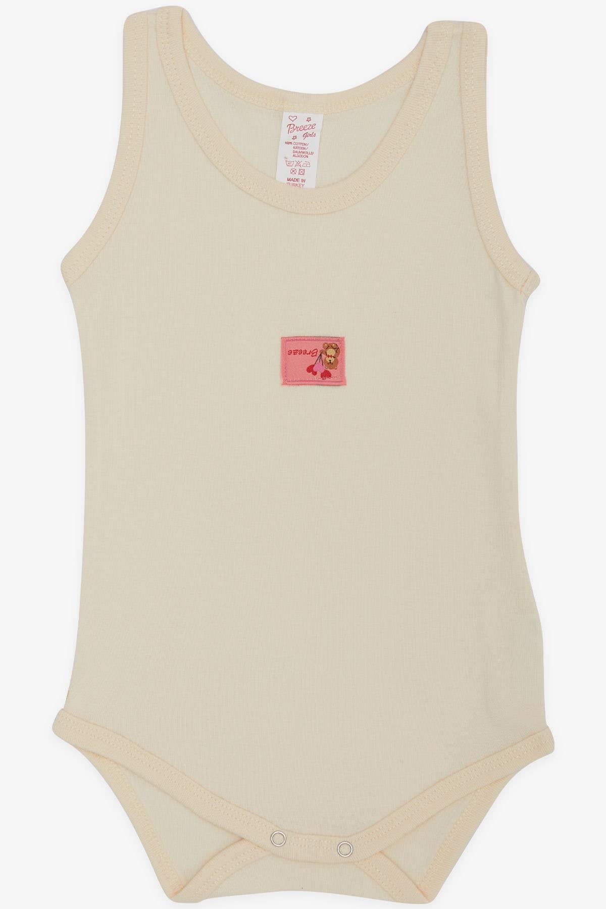 Breeze Kız Bebek Çıtçıtlı Atlet Zıbın Body Sevimli Ayıcık Baskılı Krem (9 Ay-3 Yaş)