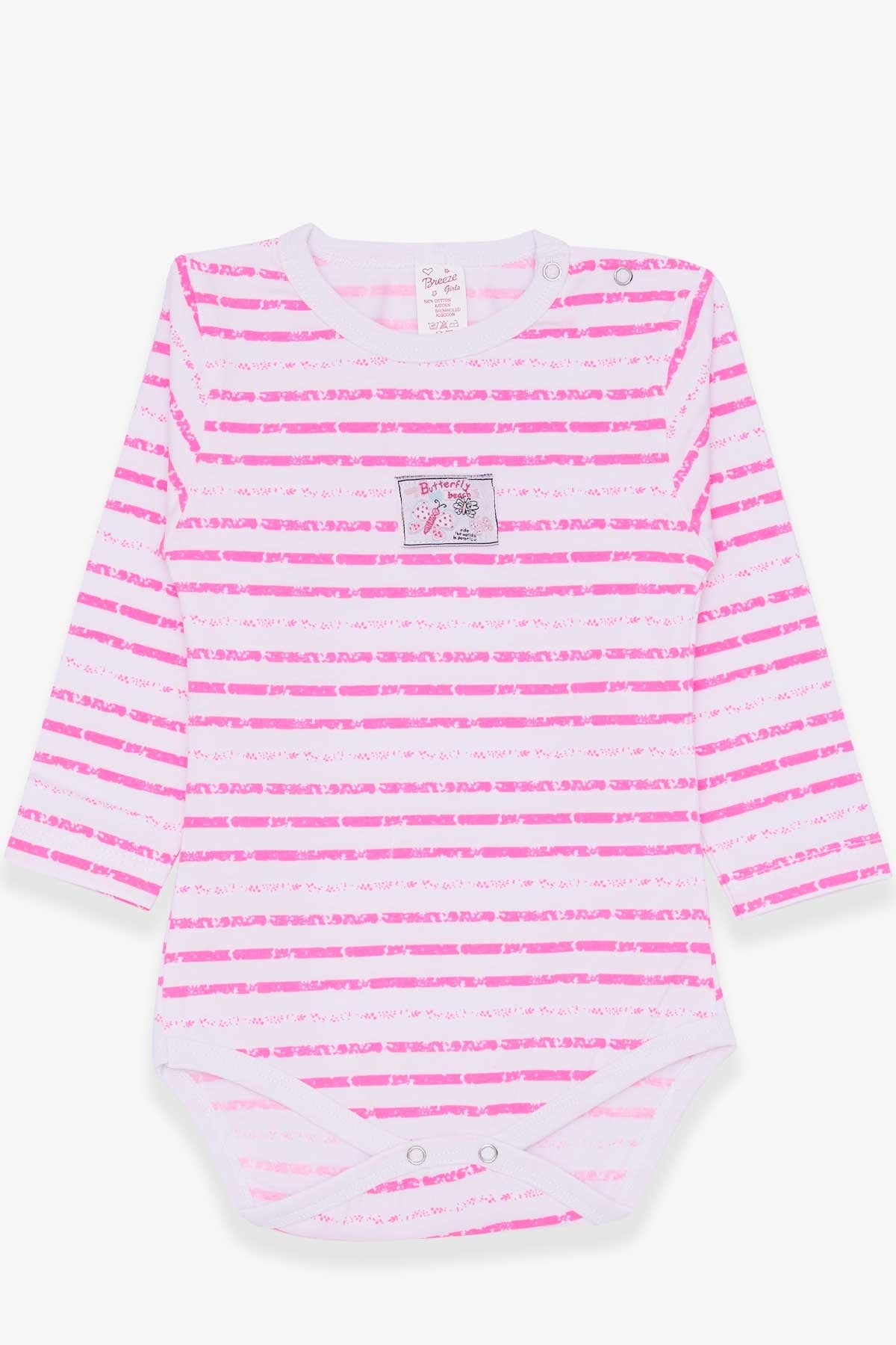 Breeze Kız Bebek Çıtçıtlı Body Arıcık Baskılı Neon Pembe (9 Ay-3 Yaş)