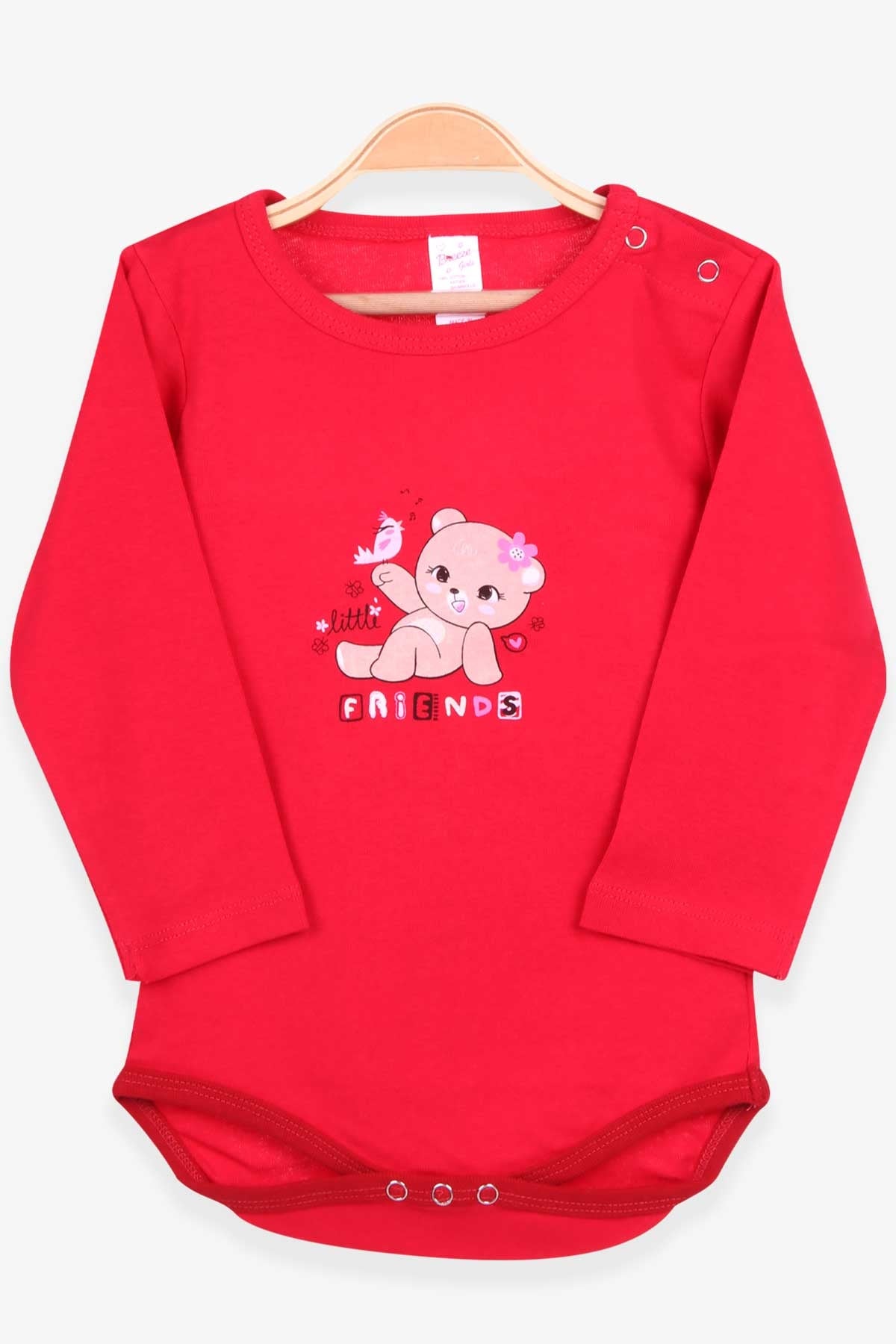 Breeze Kız Bebek Çıtçıtlı Body Ayıcık Baskılı Kırmızı (9 Ay-3 Yaş)