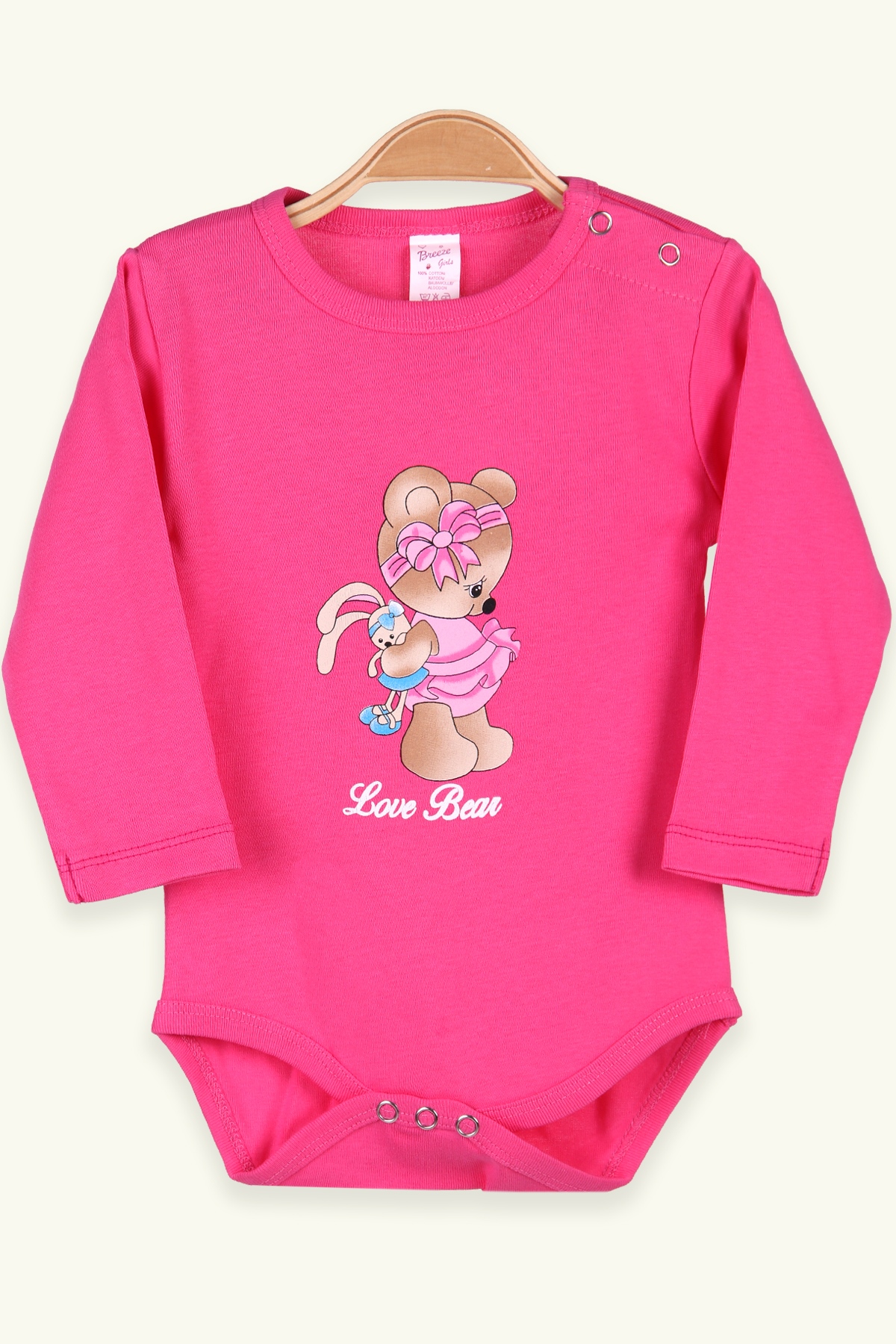 Breeze Kız Bebek Çıtçıtlı Body Ayıcıklı Pembe (9 Ay-3 Yaş)