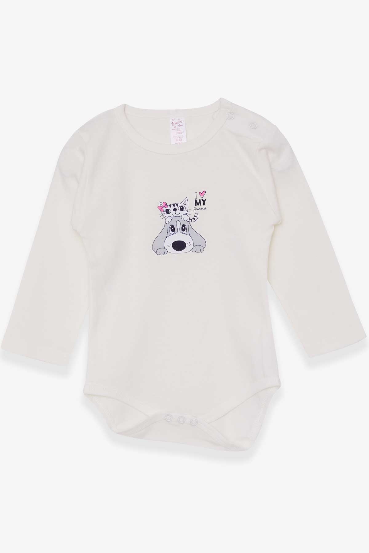Breeze Kız Bebek Çıtçıtlı Body Baskılı Arkadaş Temalı Ekru (9 Ay-3 Yaş)