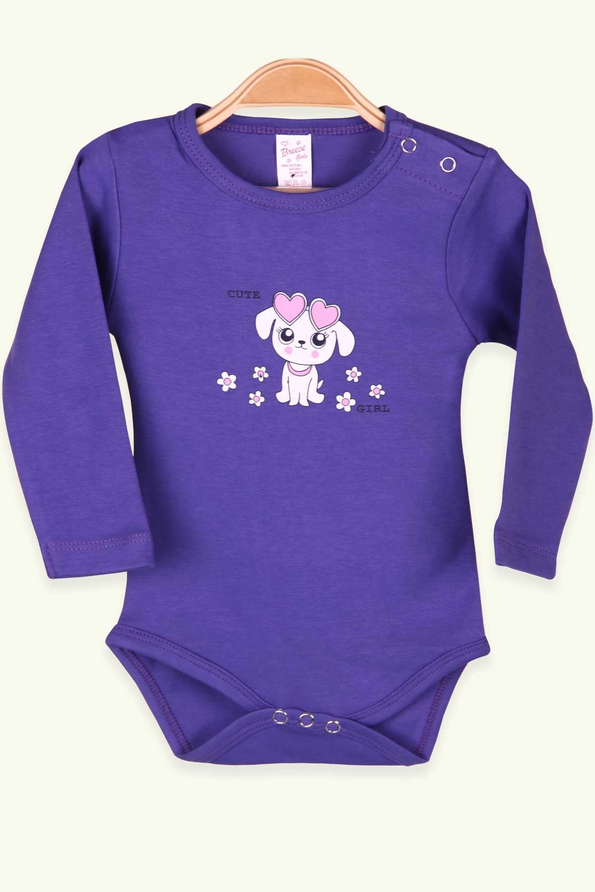Breeze Kız Bebek Çıtçıtlı Body Baskılı Mor (9 Ay-3 Yaş)