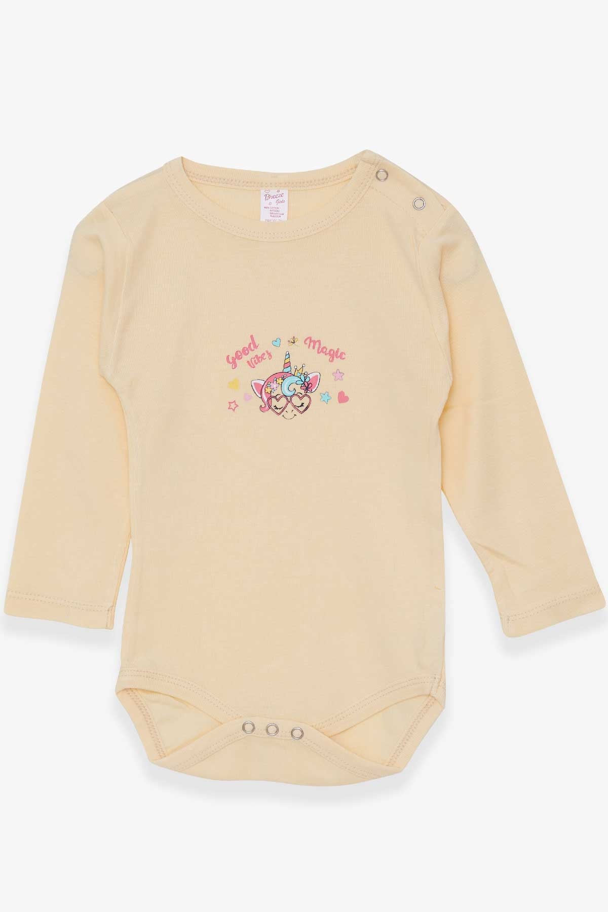 Breeze Kız Bebek Çıtçıtlı Body Baskılı Unicorn Sarı (9 Ay-3 Yaş)