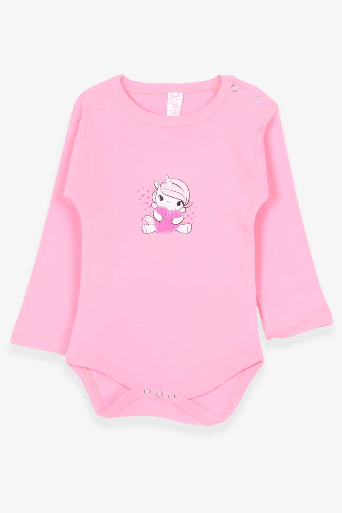 Breeze Kız Bebek Çıtçıtlı Body Bebek Unicorn Baskılı Pudra (9 Ay-3 Yaş)