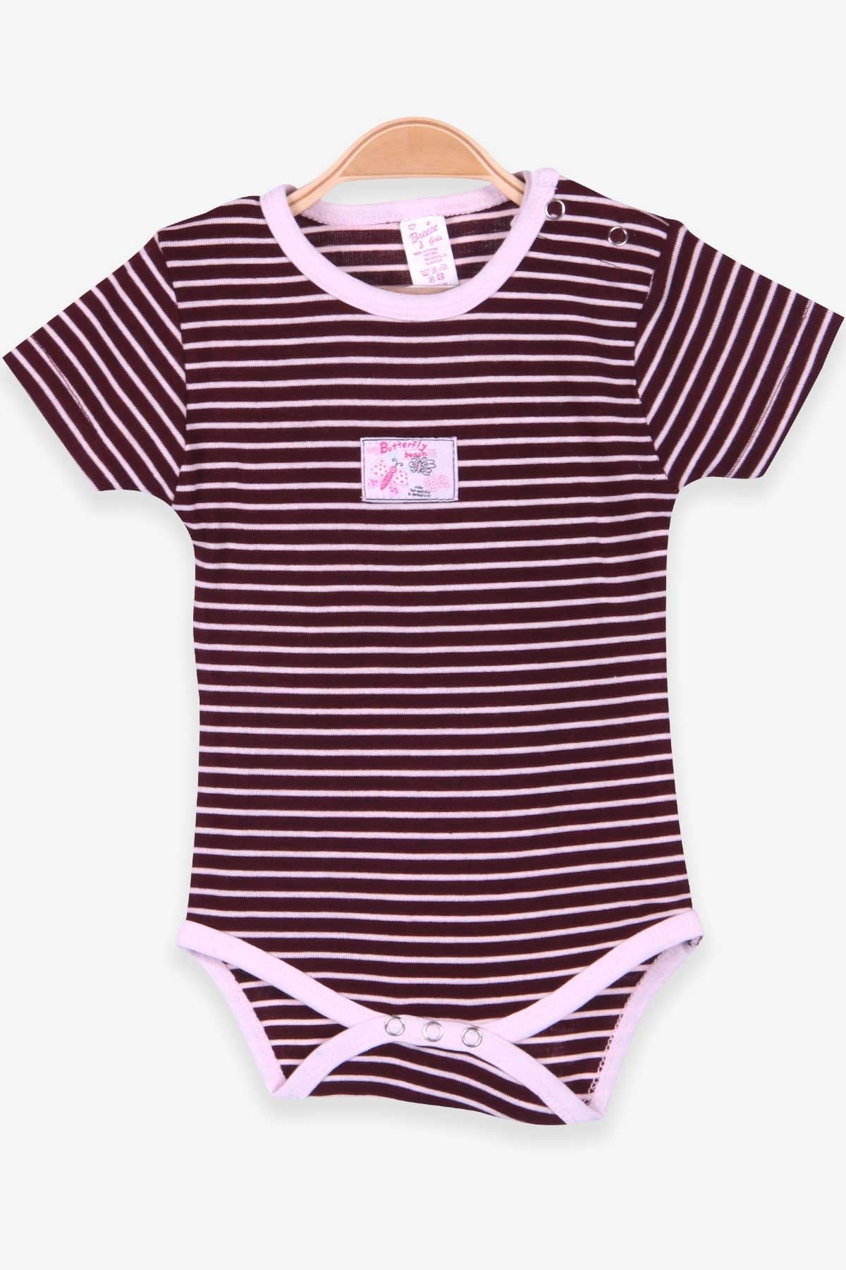 Breeze Kız Bebek Çıtçıtlı Body Çizgili Bordo (9 Ay-3 Yaş)