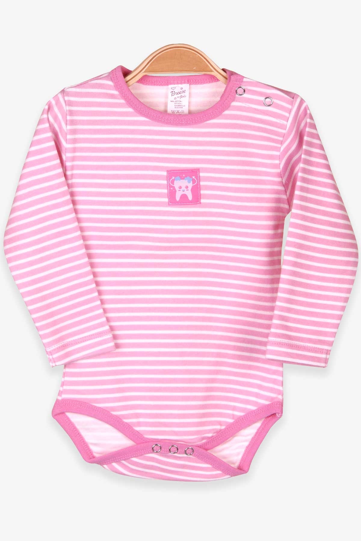 Breeze Kız Bebek Çıtçıtlı Body Çizgili Pembe (9 Ay-2 Yaş)