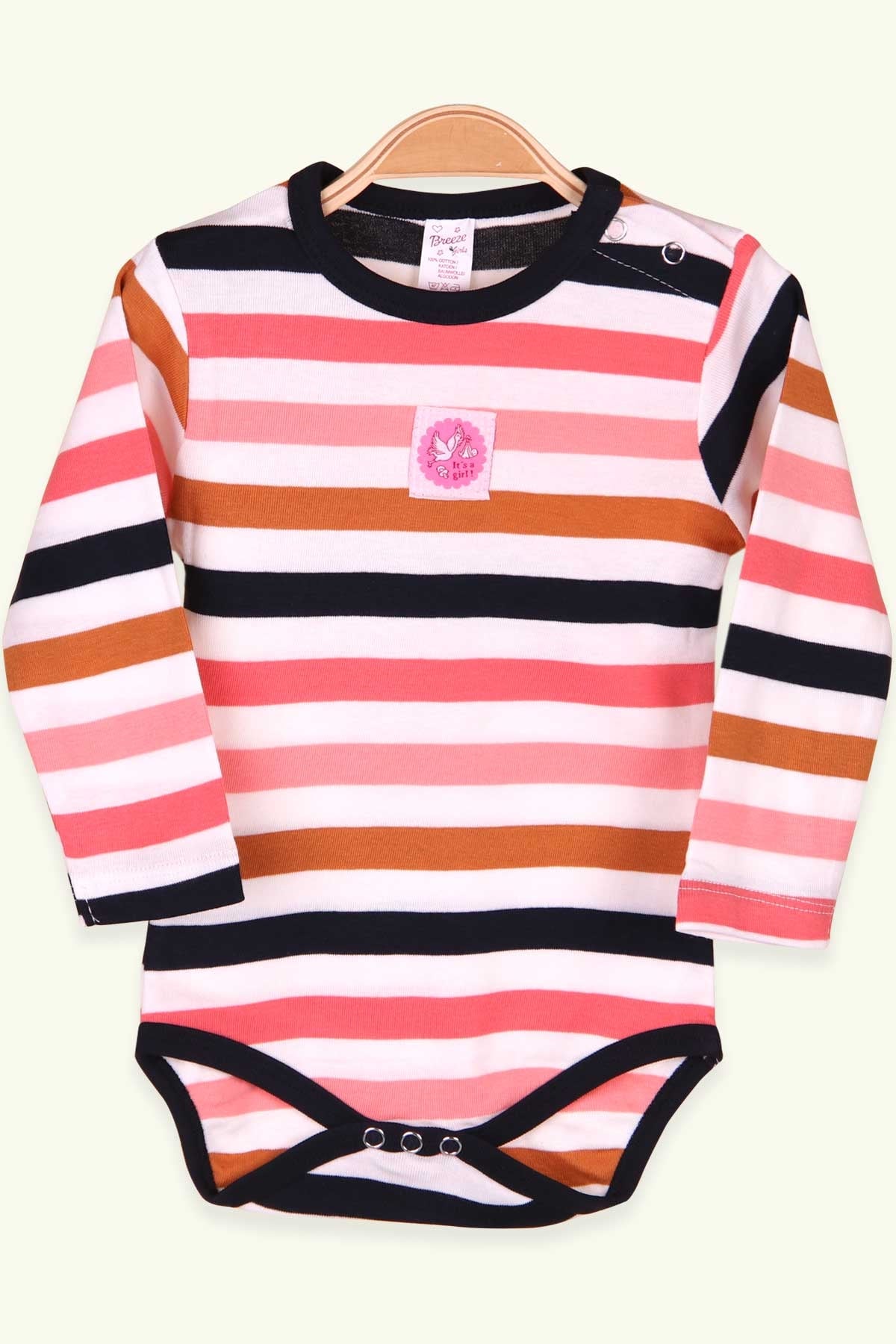 Breeze Kız Bebek Çıtçıtlı Body Çizgili Karışık Renk (9 Ay-3 Yaş)
