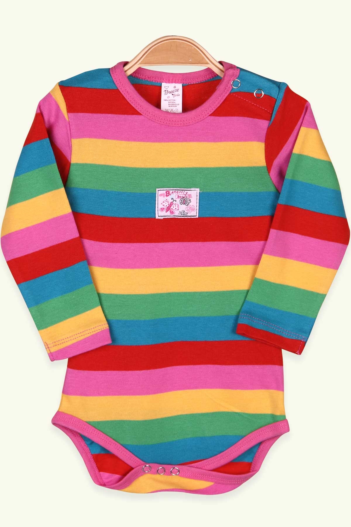 Breeze Kız Bebek Çıtçıtlı Body Çizgili Karışık Renk (9 Ay-3 Yaş)