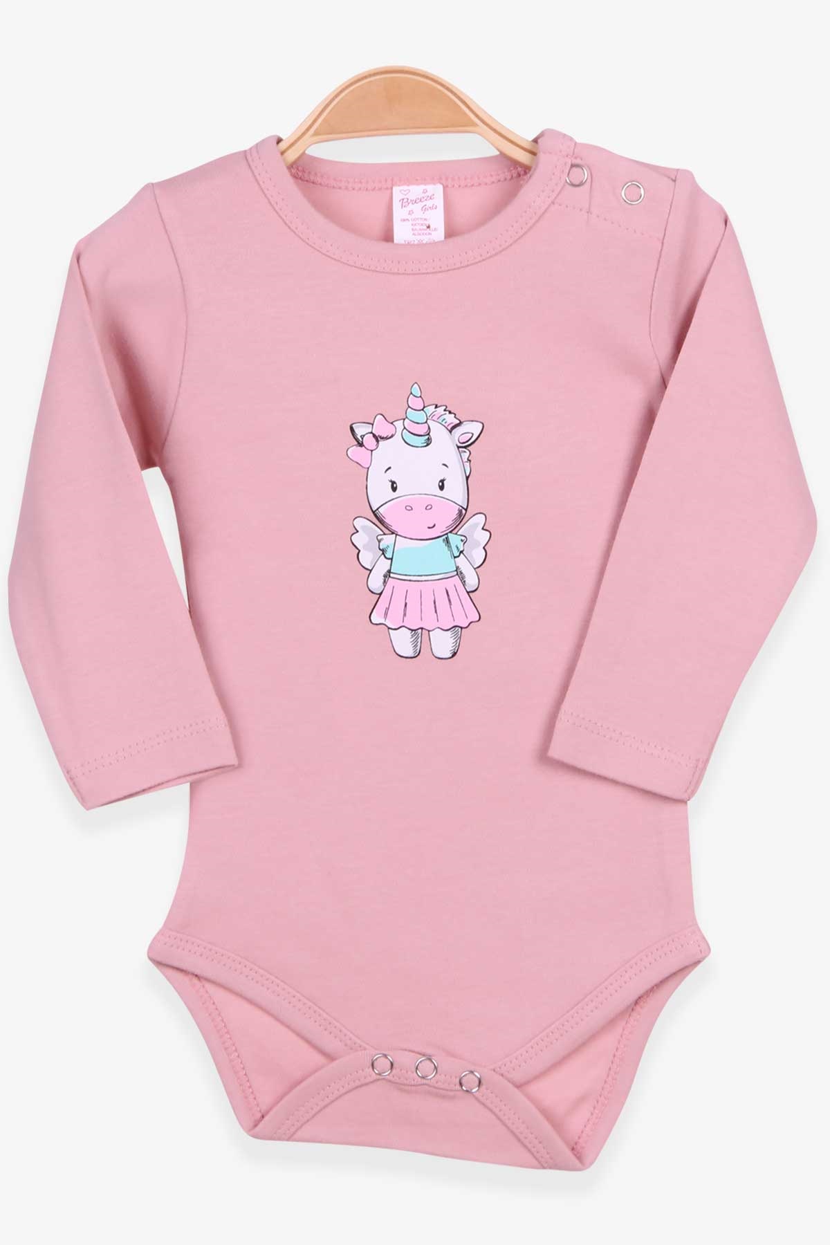 Breeze Kız Bebek Çıtçıtlı Body Hippocorn Baskılı Gülkurusu (9 Ay-3 Yaş)