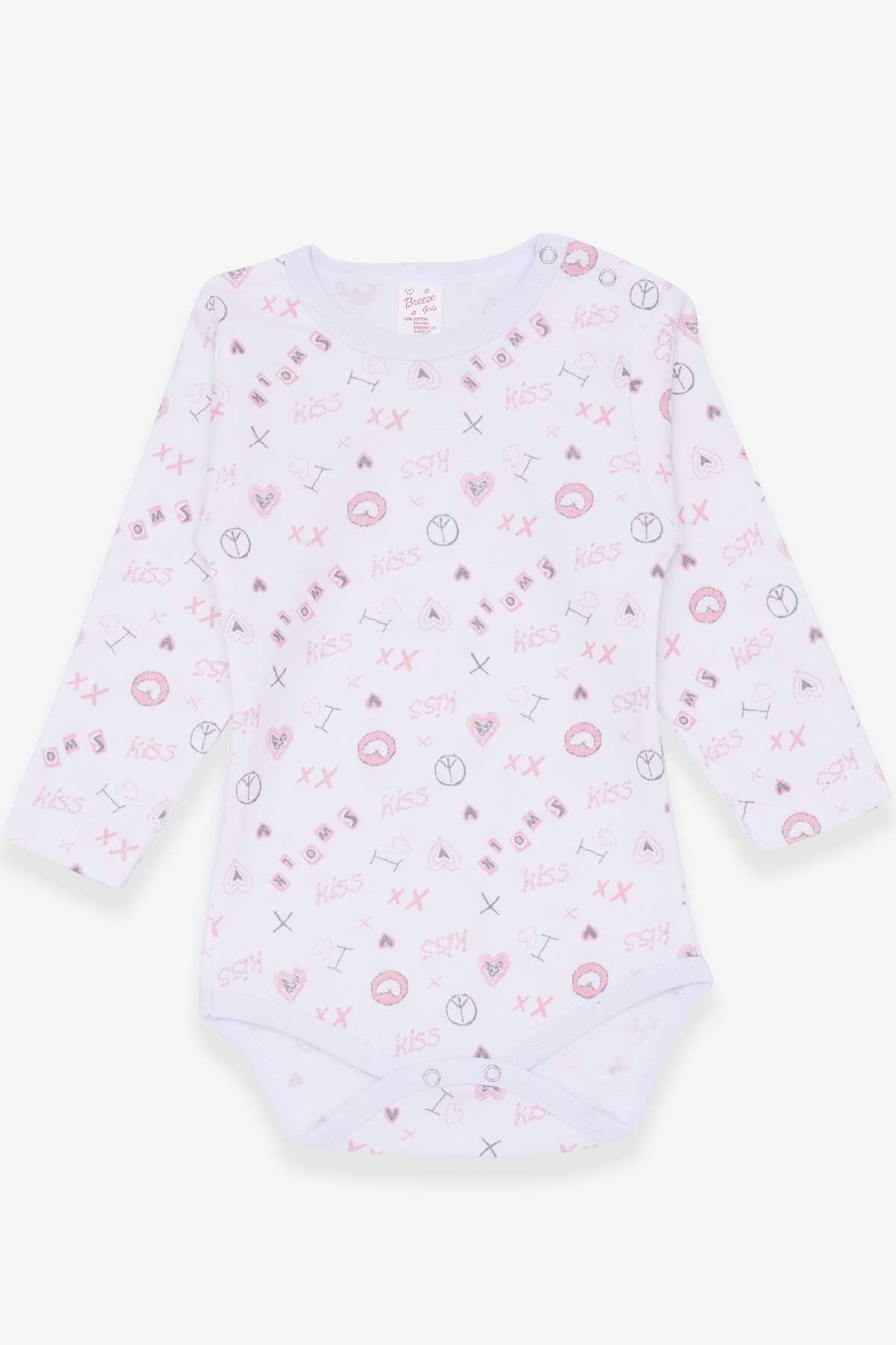 Breeze Kız Bebek Çıtçıtlı Body Kalp Desenli Beyaz (9 Ay-3 Yaş)