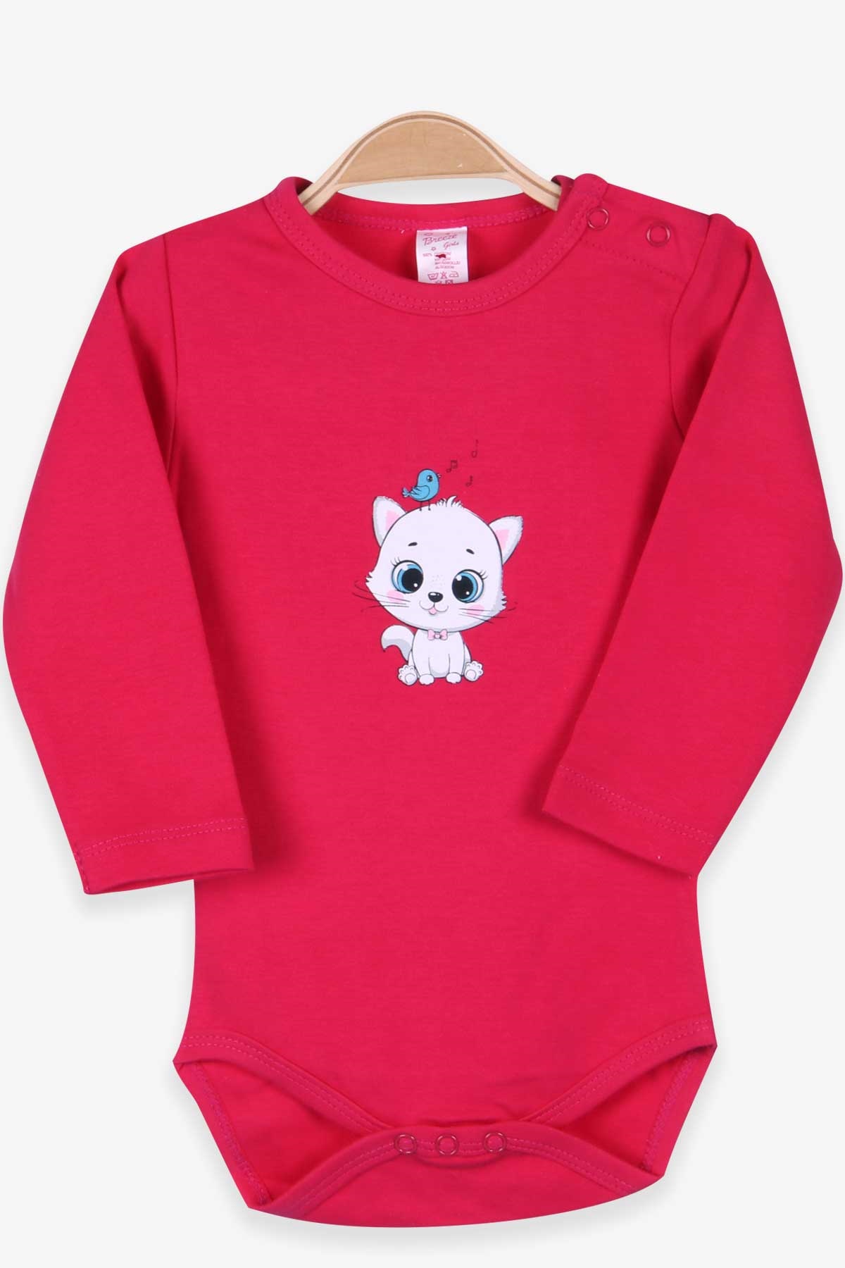 Breeze Kız Bebek Çıtçıtlı Body Kedi Baskılı Fuşya (9 Ay-3 Yaş)