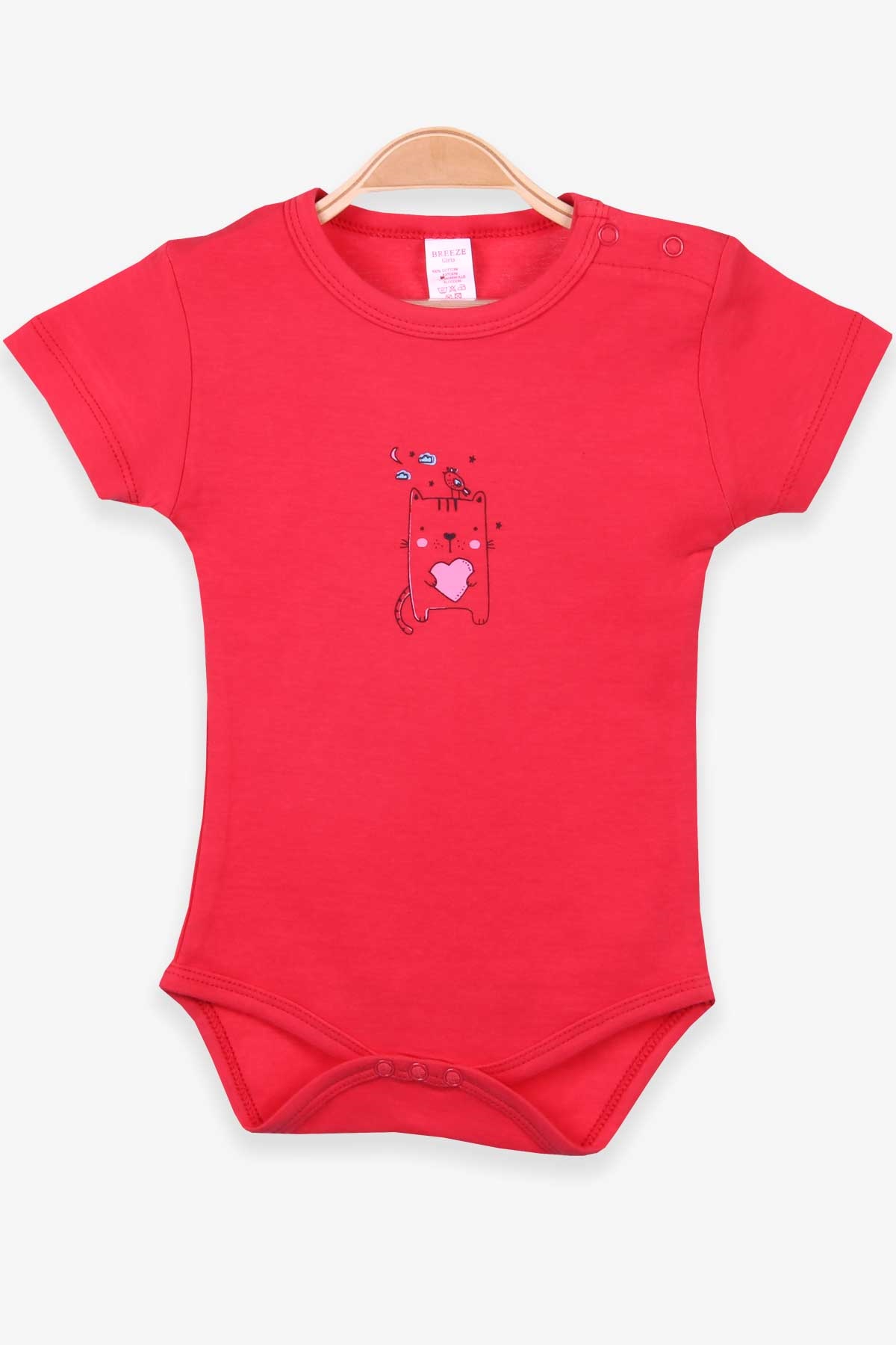 Breeze Kız Bebek Çıtçıtlı Body Kedi Baskılı Narçiçeği (9 Ay-3 Yaş)
