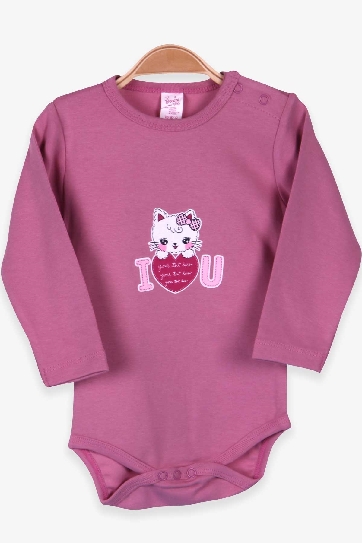 Breeze Kız Bebek Çıtçıtlı Body Kedili Pembe (9 Ay-1.5 Yaş)