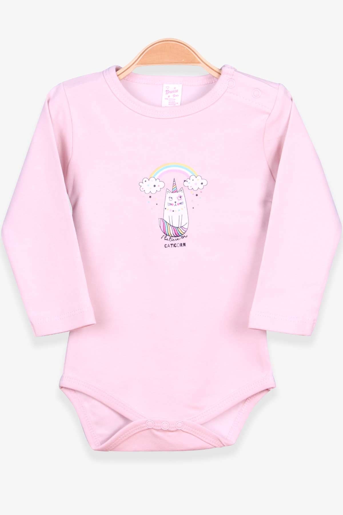 Breeze Kız Bebek Çıtçıtlı Body Kedilli Pudra (9 Ay-3 Yaş)