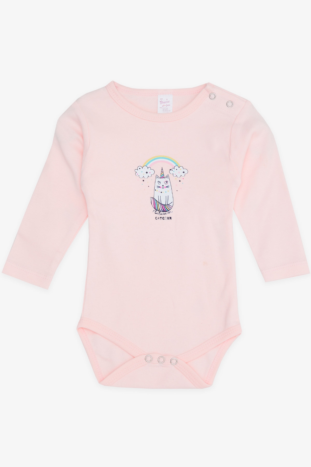 Breeze Kız Bebek Çıtçıtlı Body Kedilli Pudra (9 Ay-1 Yaş)