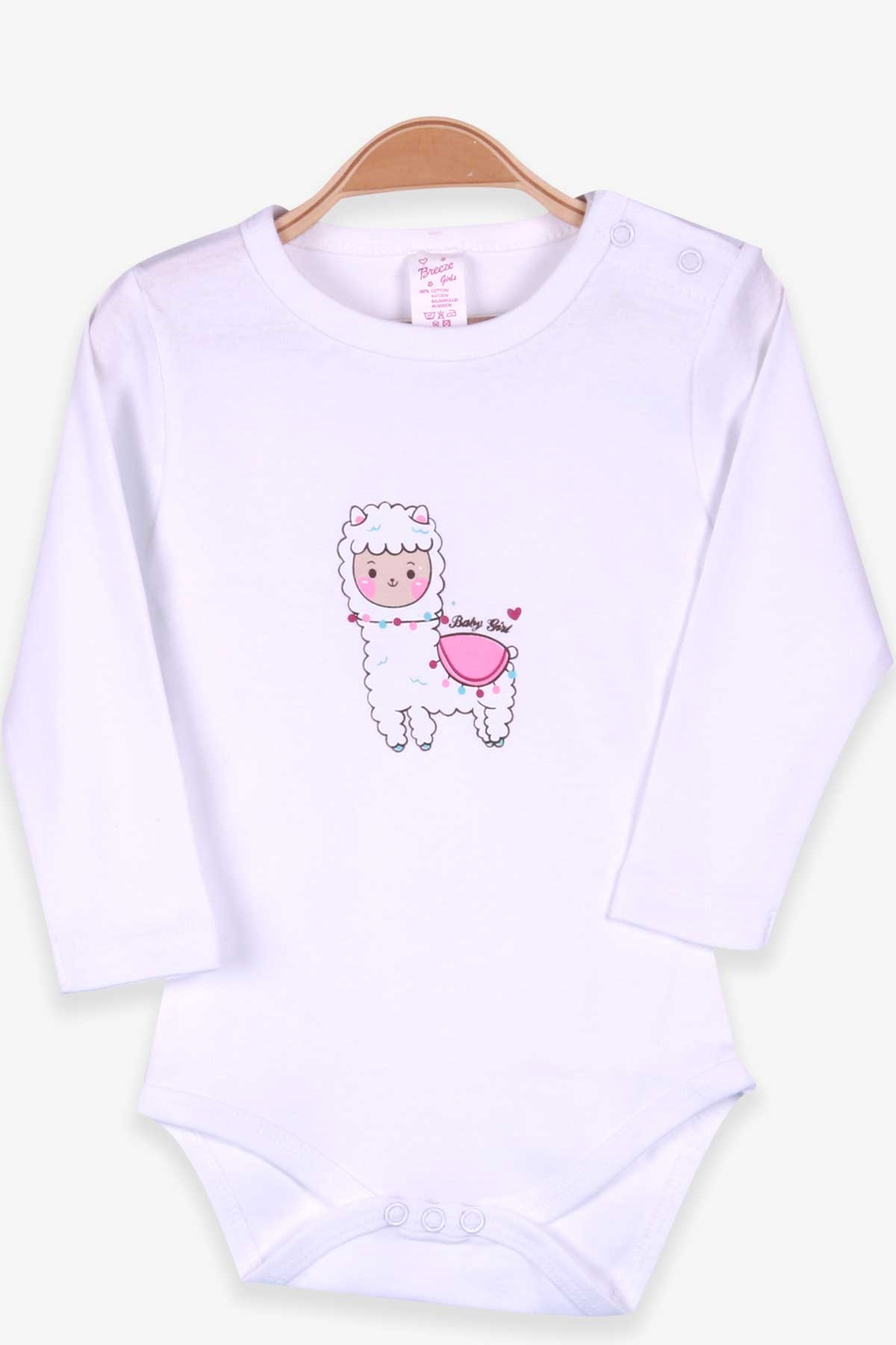 Breeze Kız Bebek Çıtçıtlı Body Lama Baskılı Beyaz (9 Ay-3 Yaş)